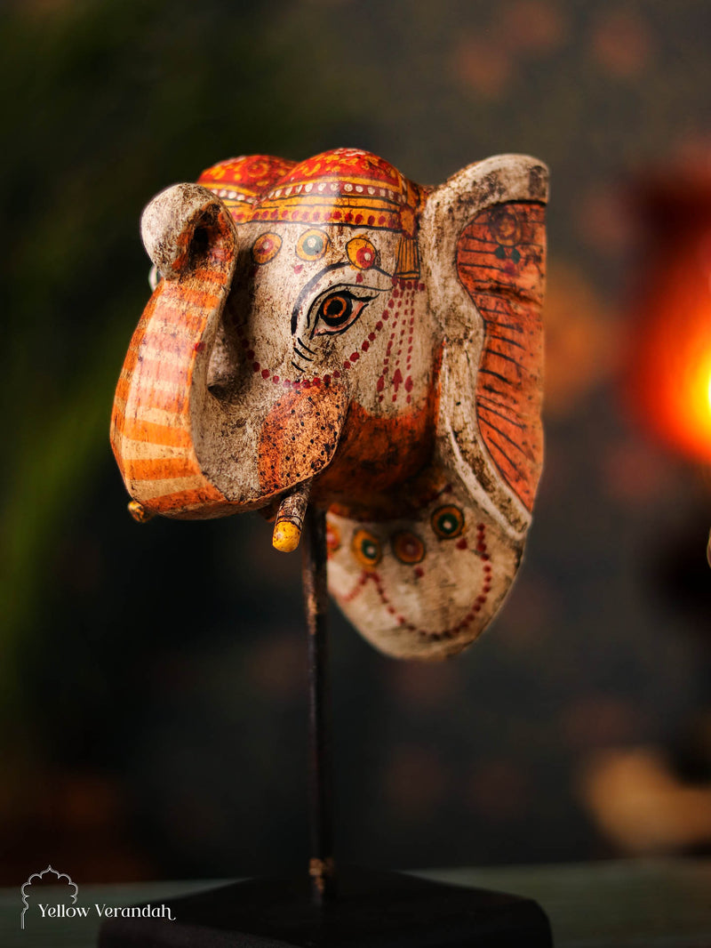 Wooden Elephant on Stand