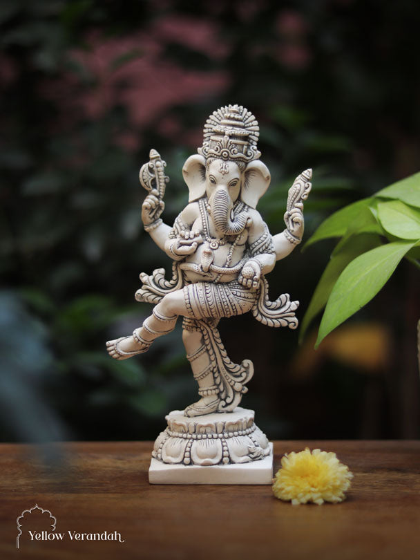 Marble Dust Sculpture - Dancing Ganesha