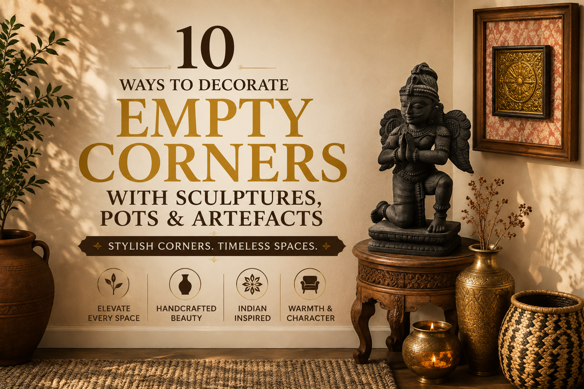 10 Ways to Decorate Empty Corners with Sculptures, Pots & Artefacts