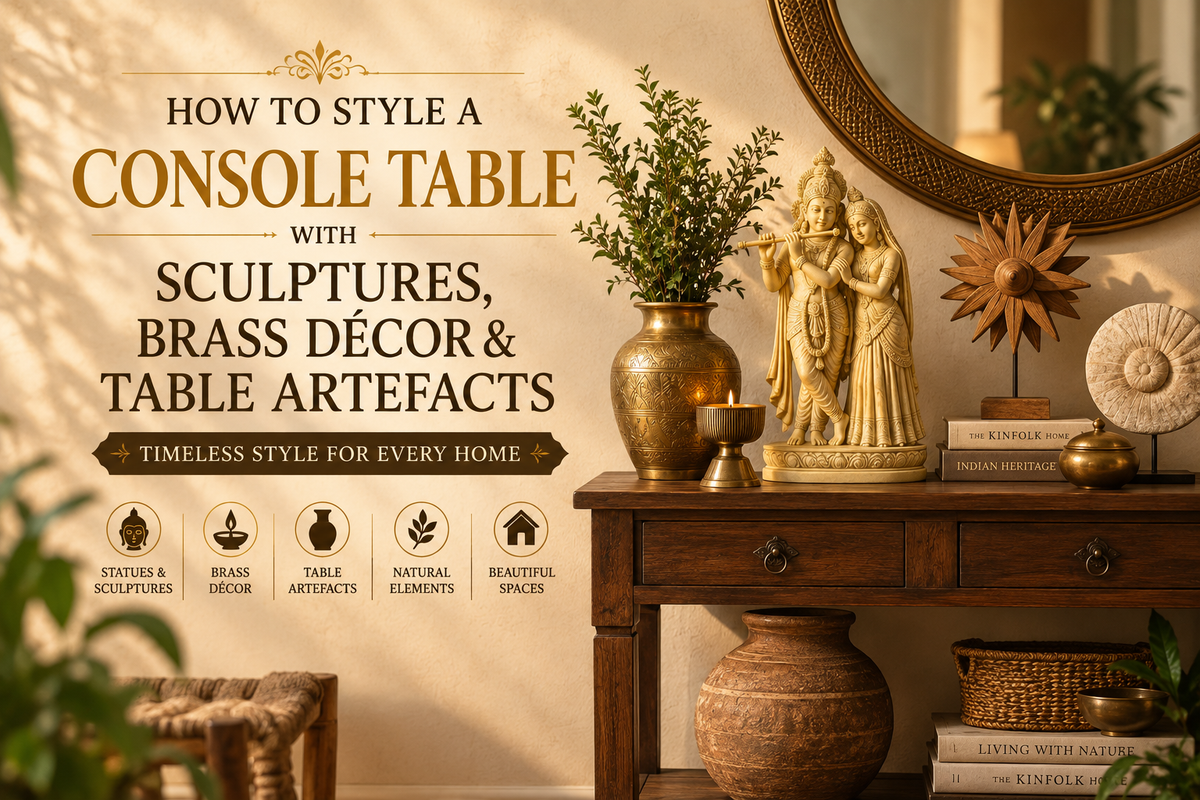 How to Style a Console Table with Sculptures, Brass Décor & Table Artefacts
