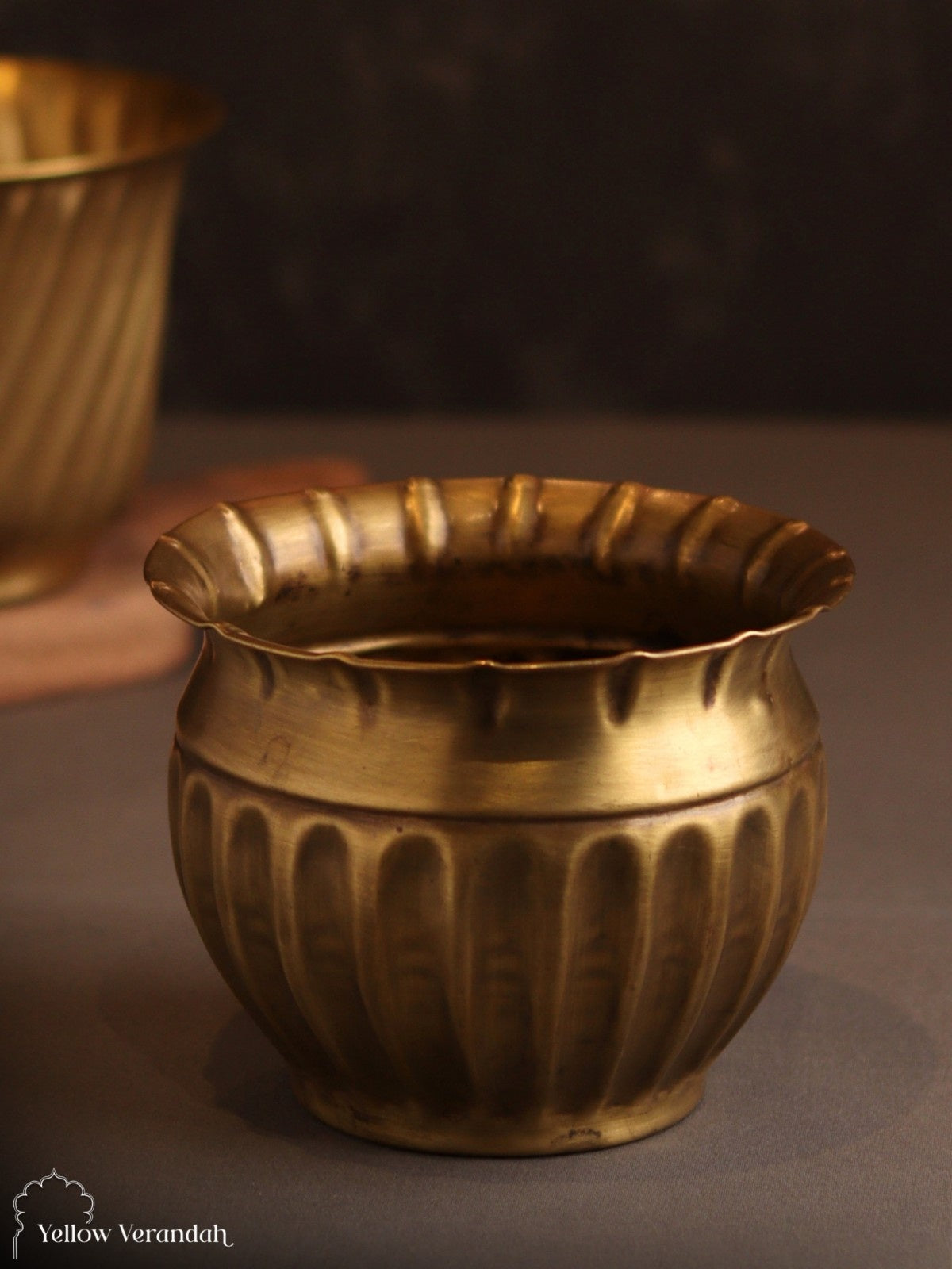 Vintage Brass Carving Planter
