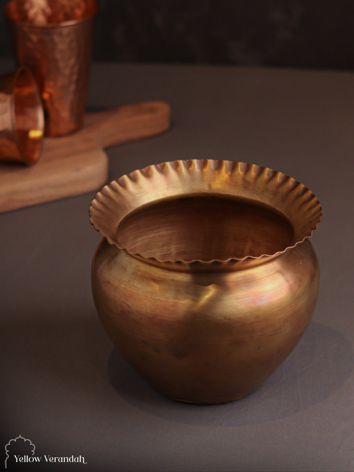 Vintage Brass Carving Planter