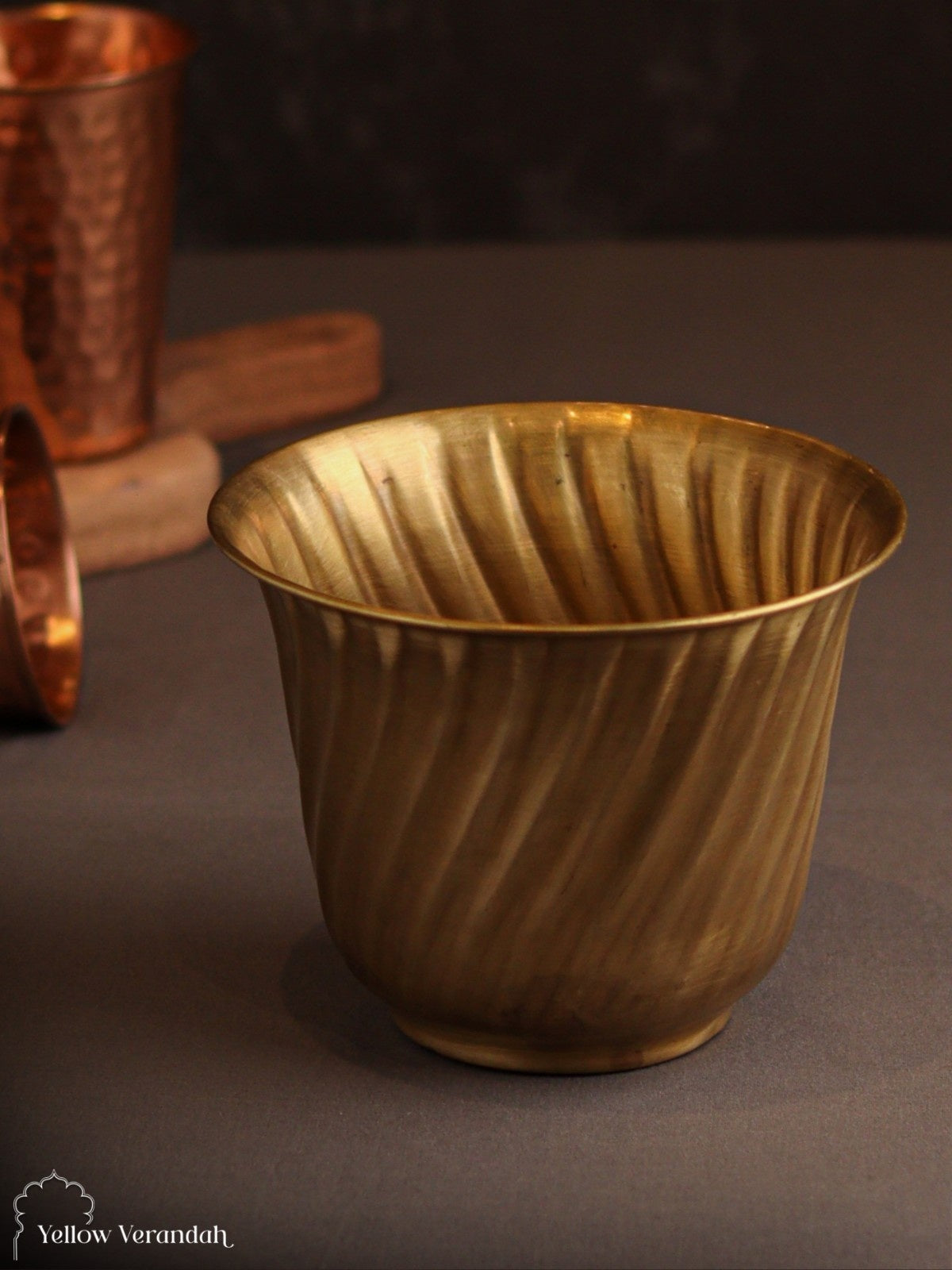 Vintage Brass Carving Planter