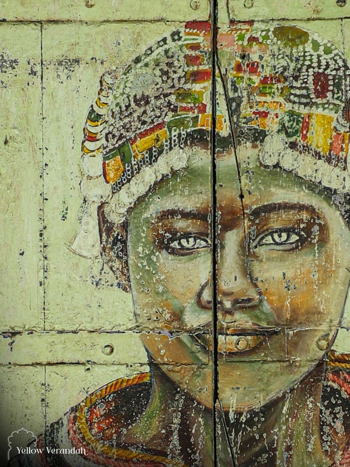 African Tribal Handpainted Wooden Wall Panel