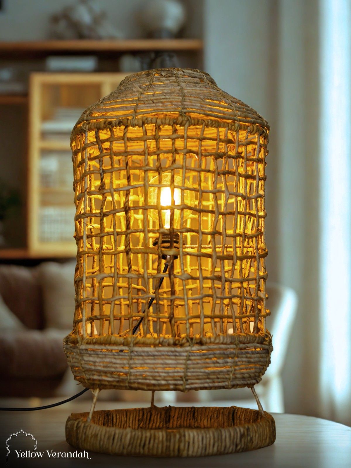 Woven Banana Fibre Table Lamp