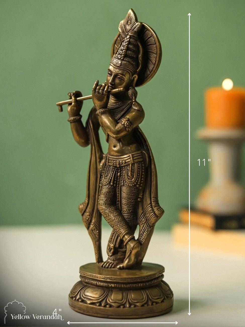 Brass Krishna Sculpture