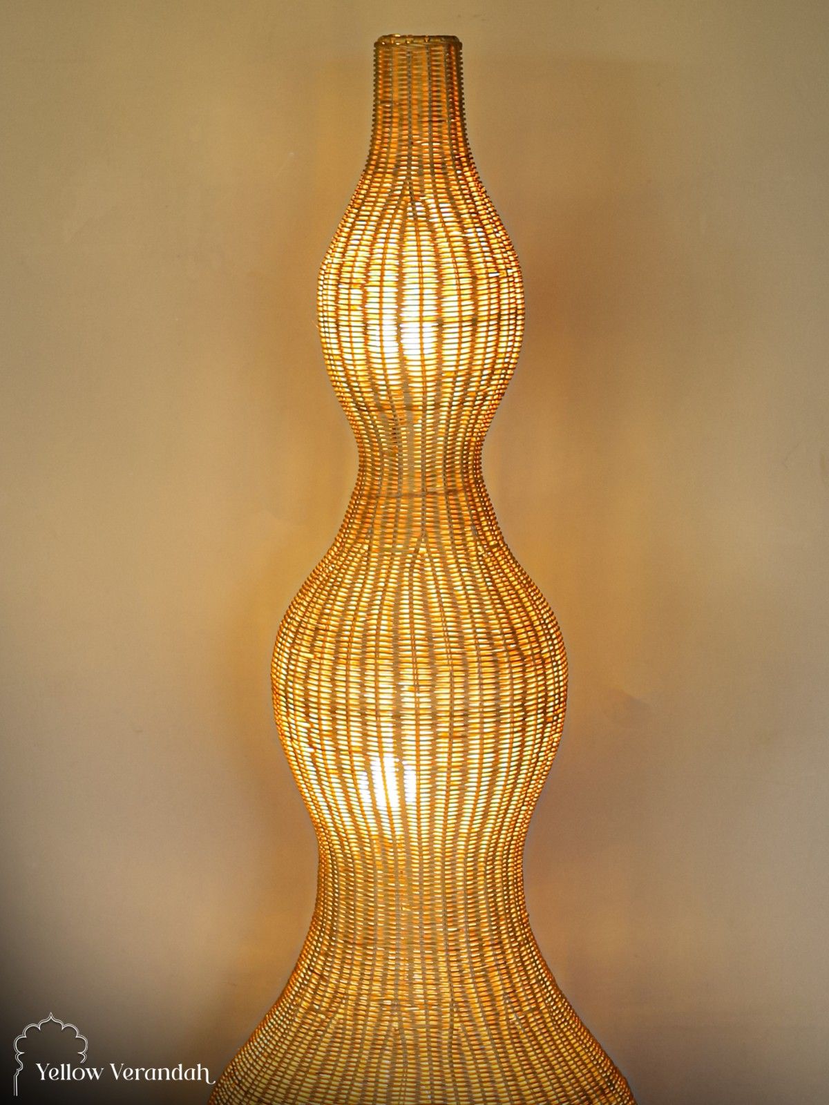 Indonesian Cane Gourd Floor Lamp