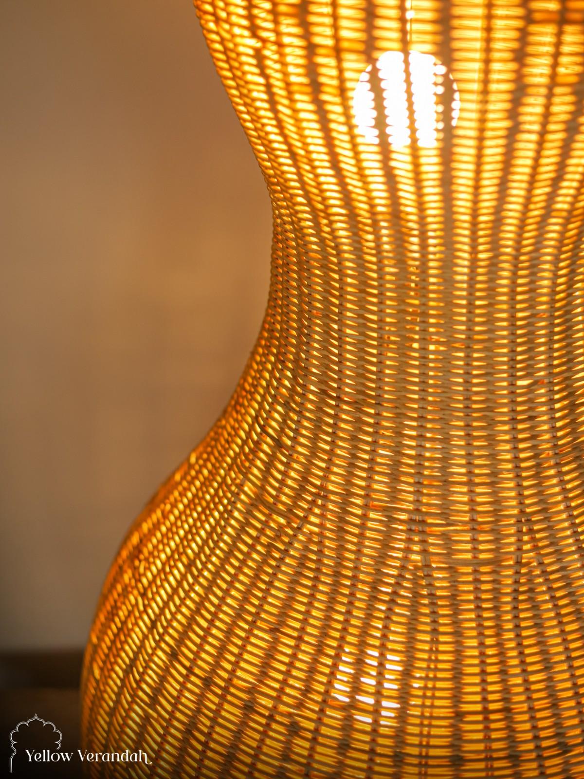 Indonesian Cane Gourd Floor Lamp