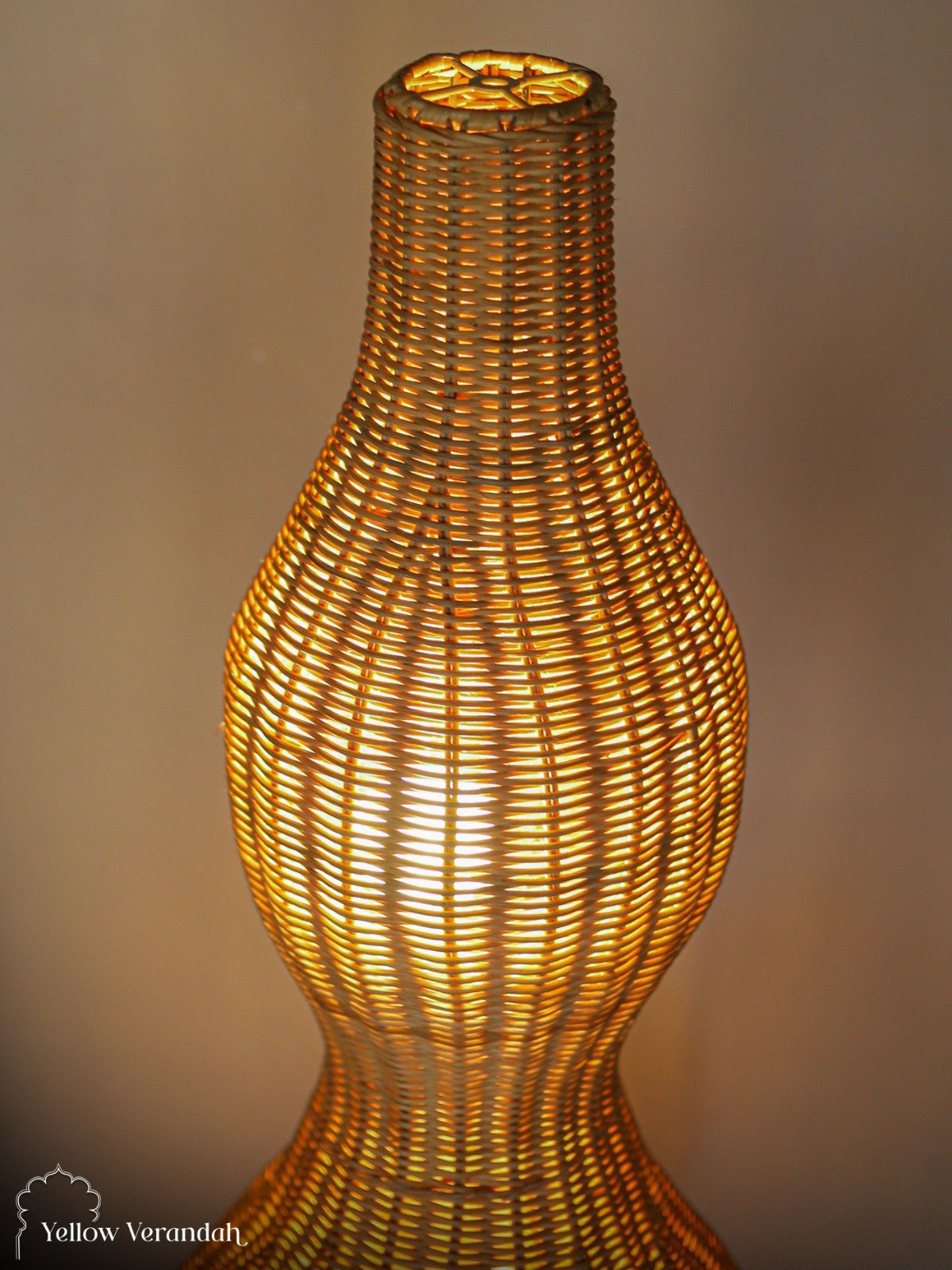 Indonesian Cane Gourd Floor Lamp