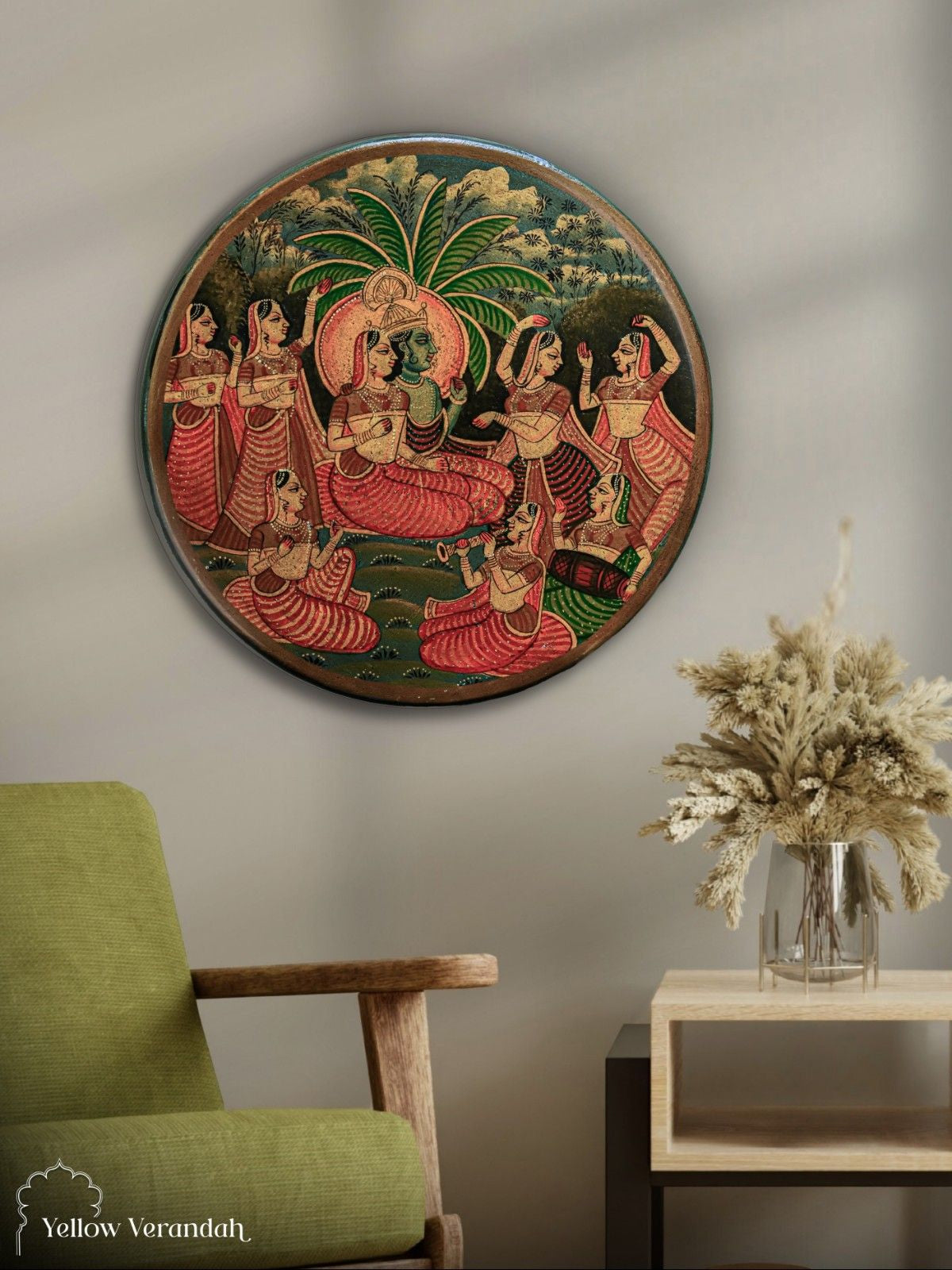Pichwai Krishna Wall Plate - 15"