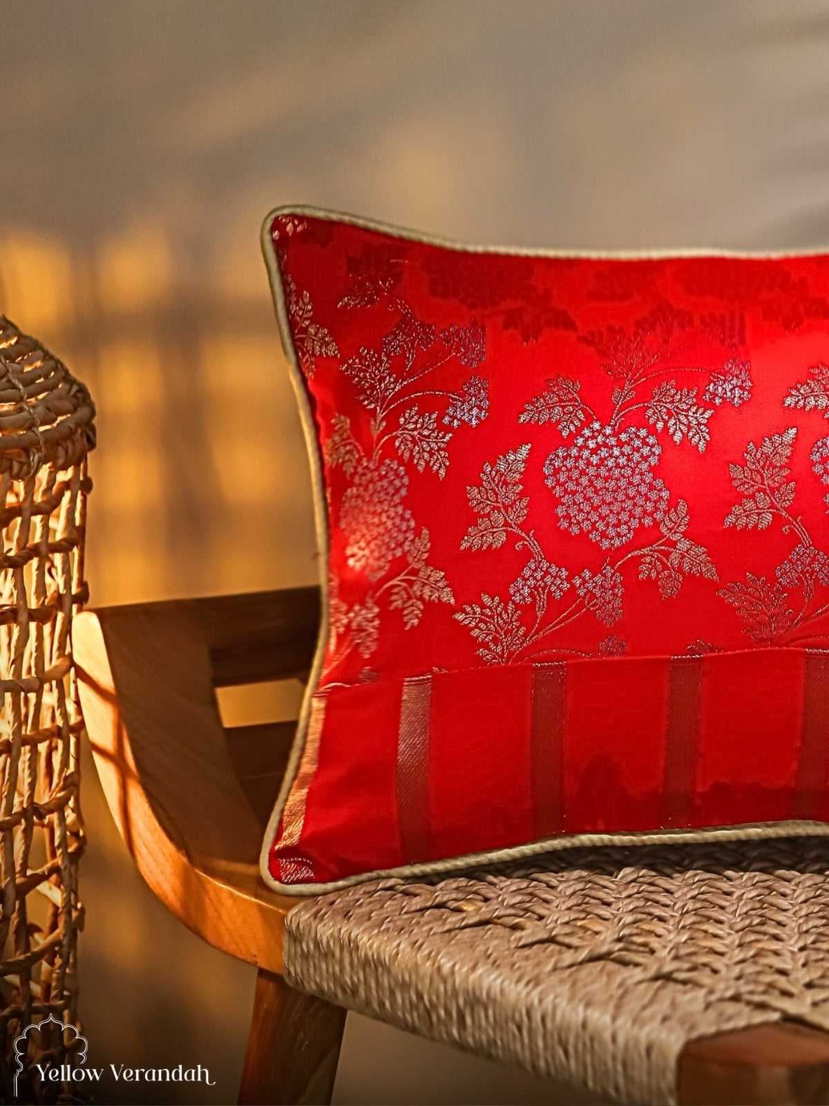 Kanchipuram Silk Cushion Cover - 18.5"x12.5"