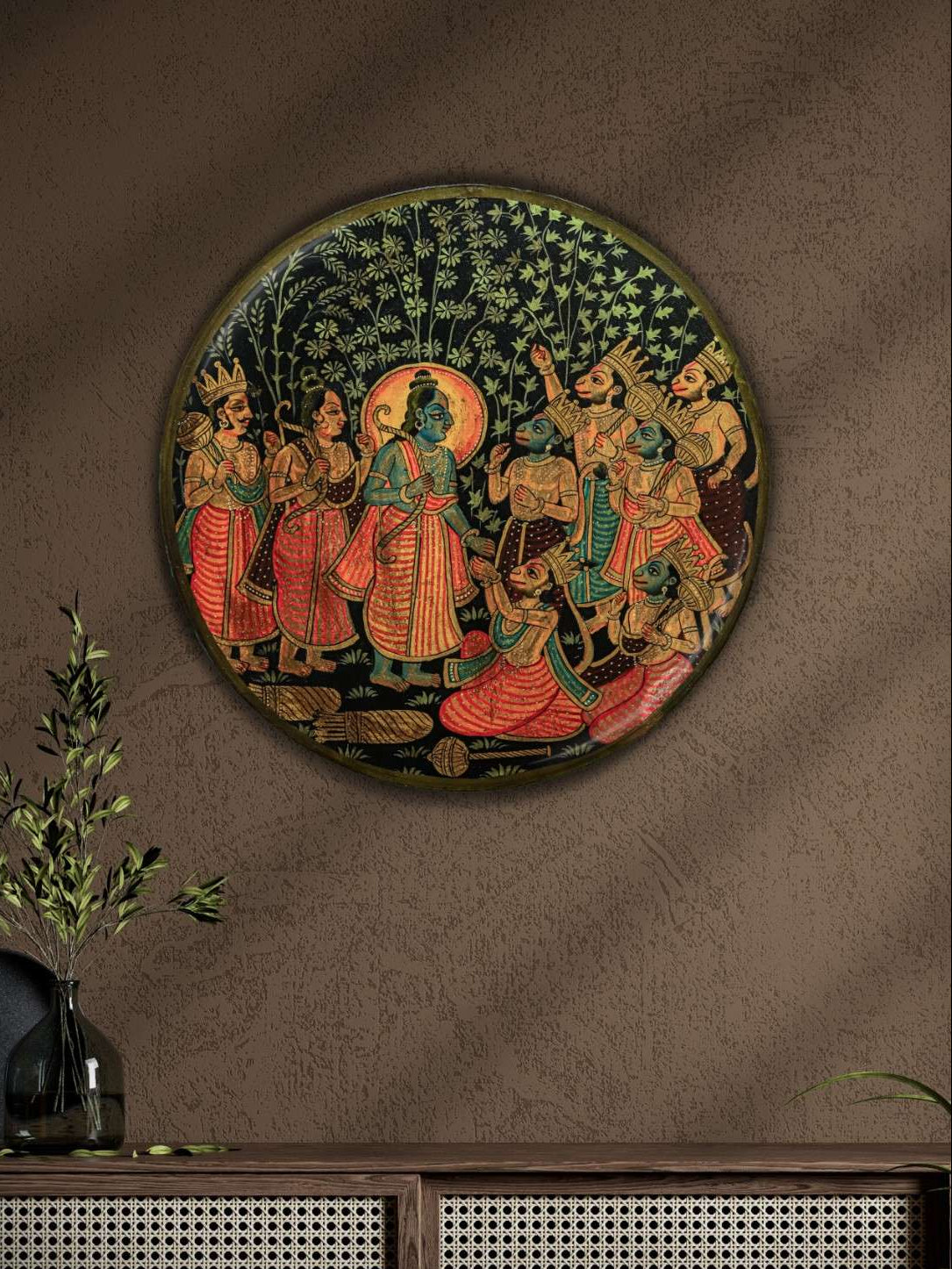Pichwai Sri Ram Wall Plate - 16"