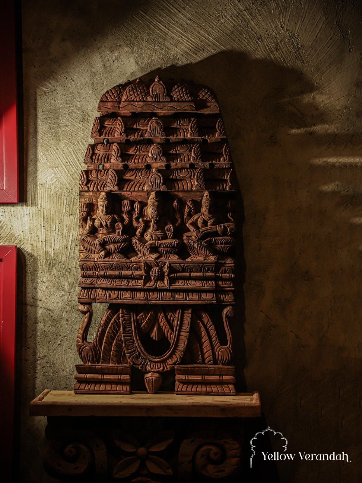 Antique Wooden Carving Temple Panel