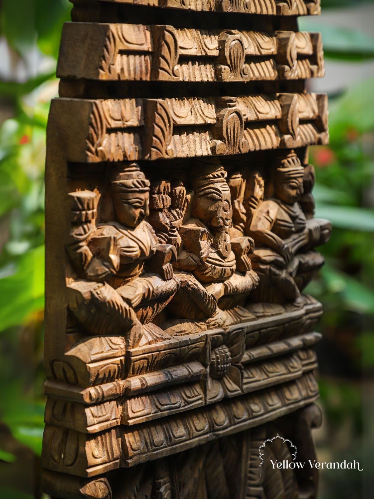 Antique Wooden Carving Temple Panel