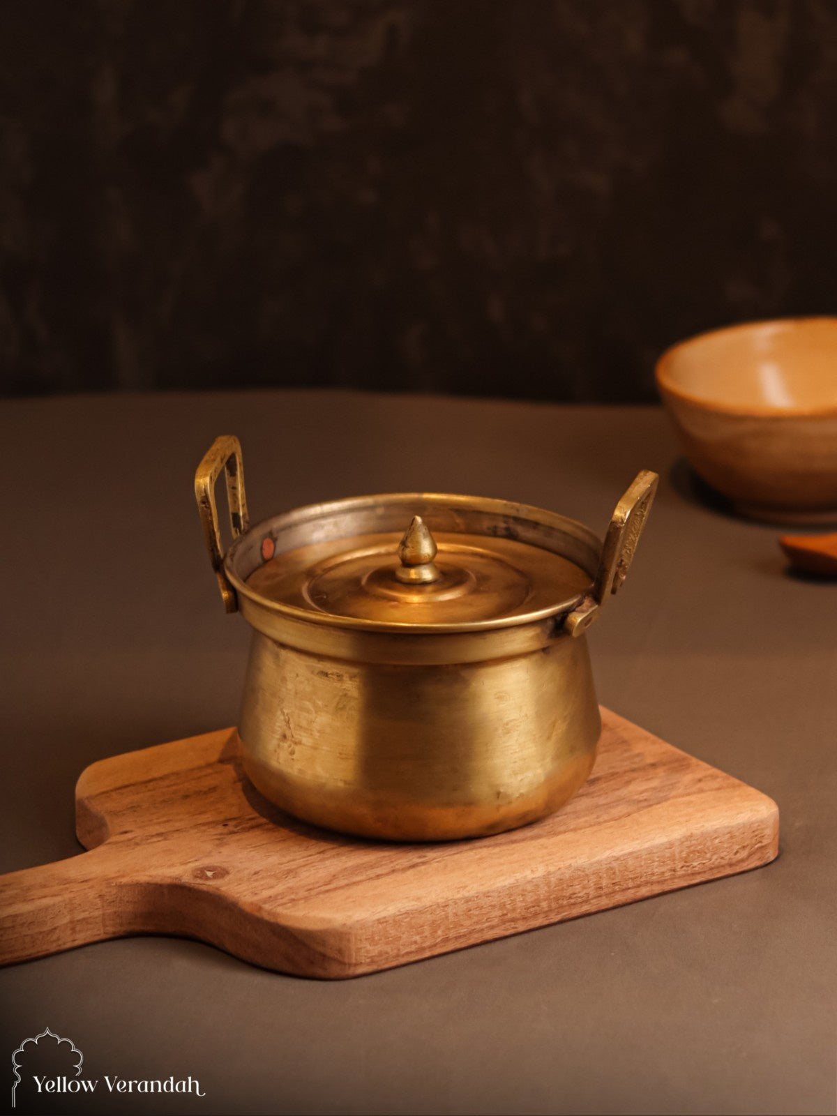 Vintage Brass Serving Pot With Lid