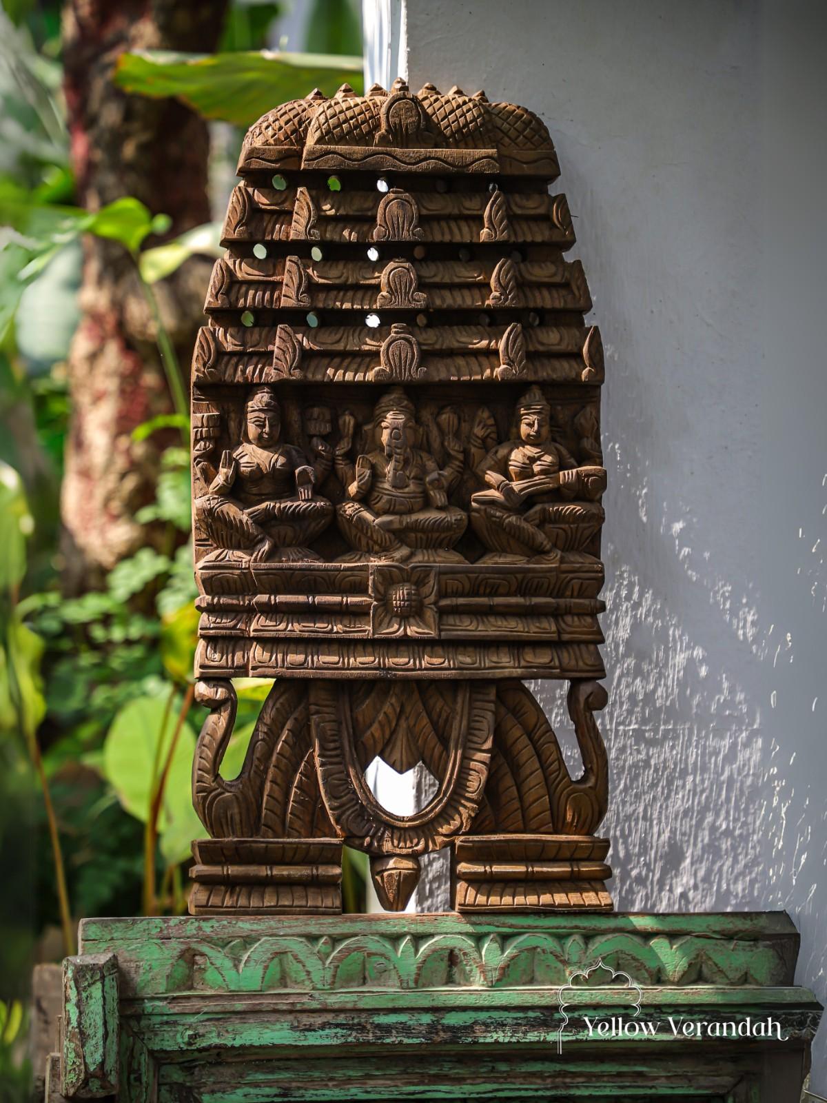 Antique Wooden Carving Temple Panel