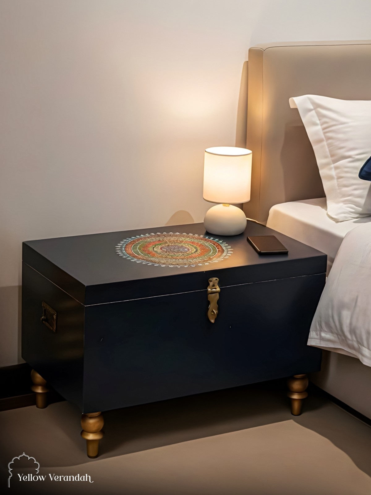 Wooden Handpainted Trunk