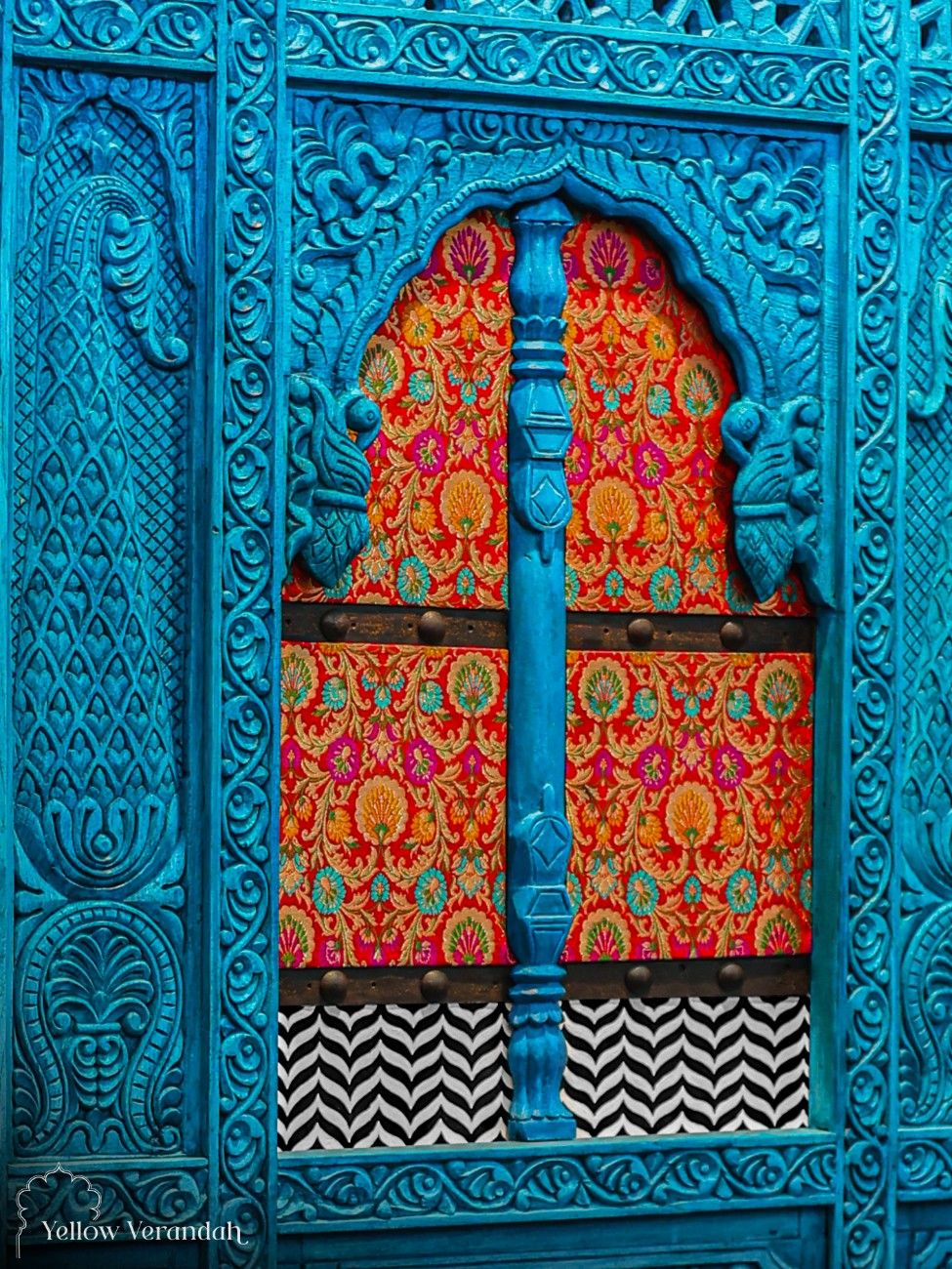 Wooden Blue Jharokha in Royal Banaras