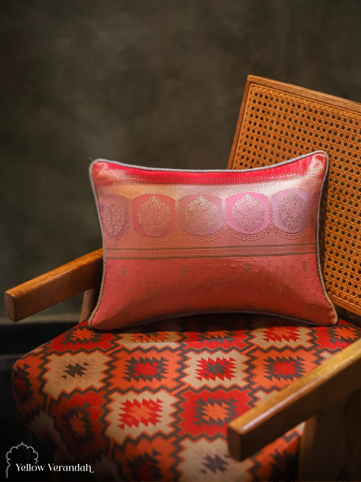 Kanchipuram Silk Cushion Cover - 18.5"x12.5"