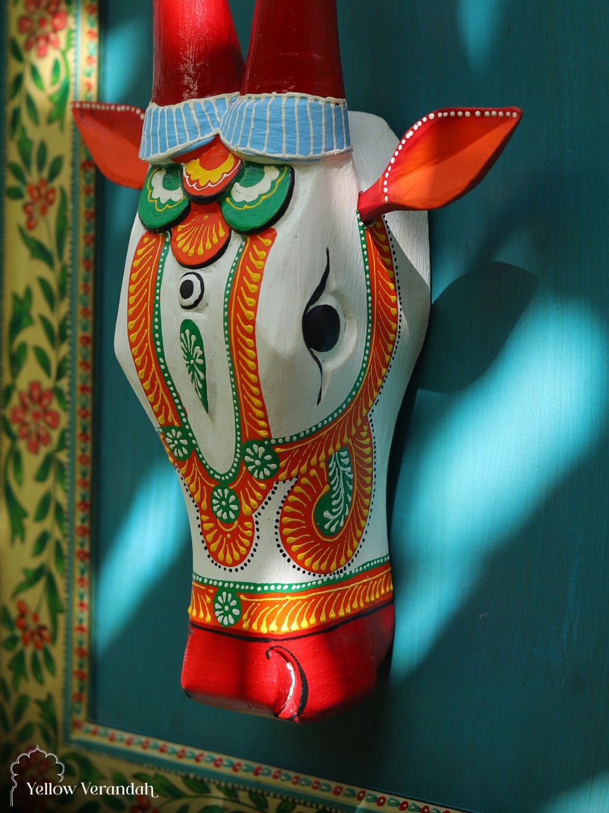Wooden Wall Frame with Nandi Head