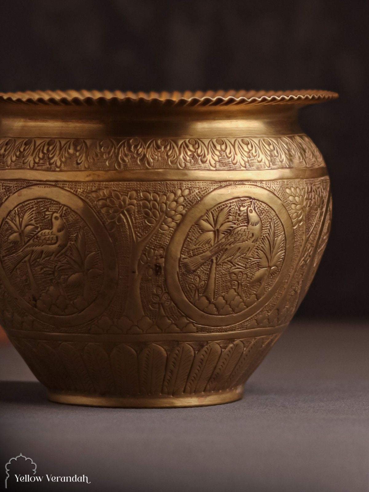 Vintage Brass Carving Planter