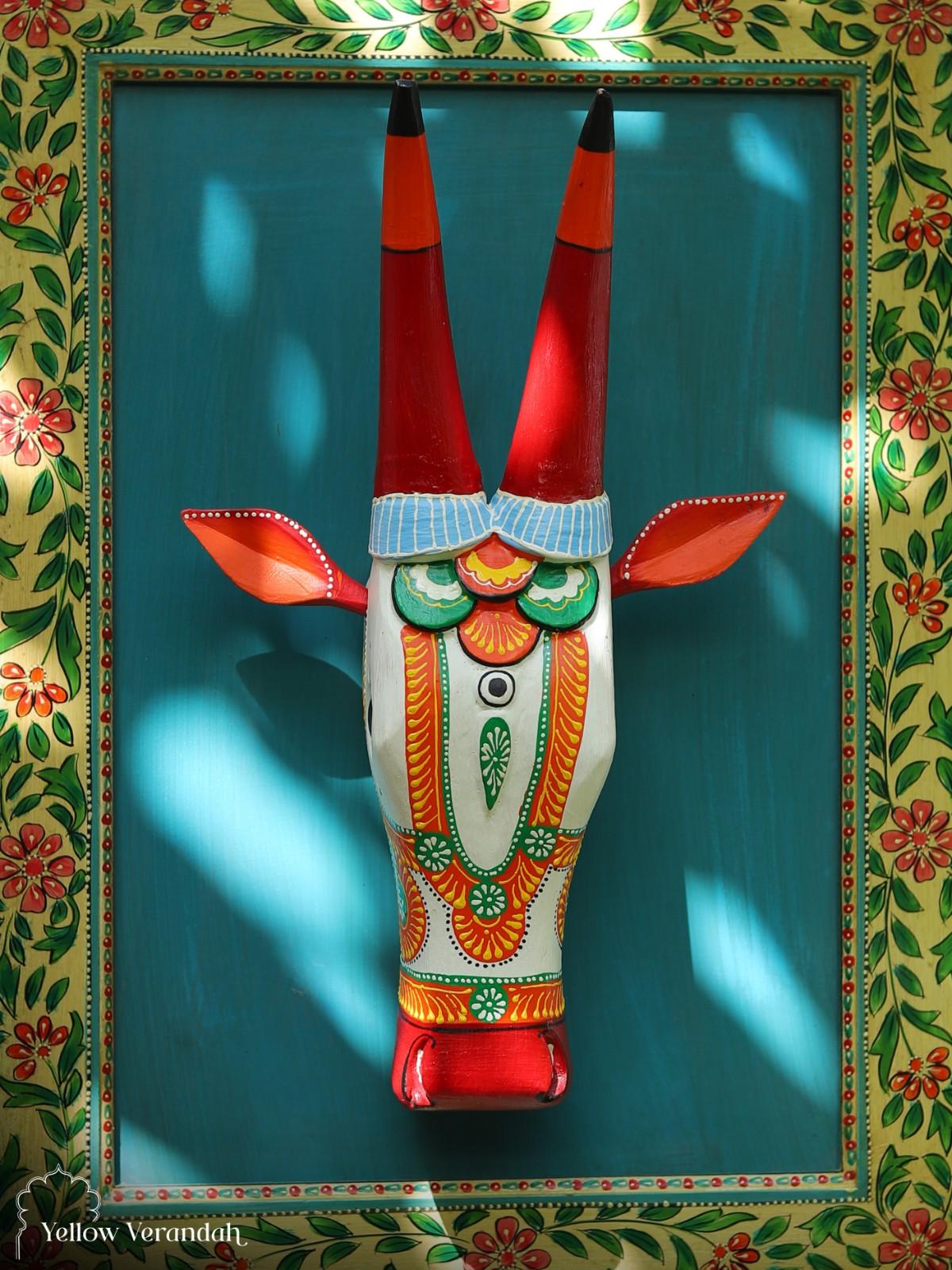 Wooden Wall Frame with Nandi Head