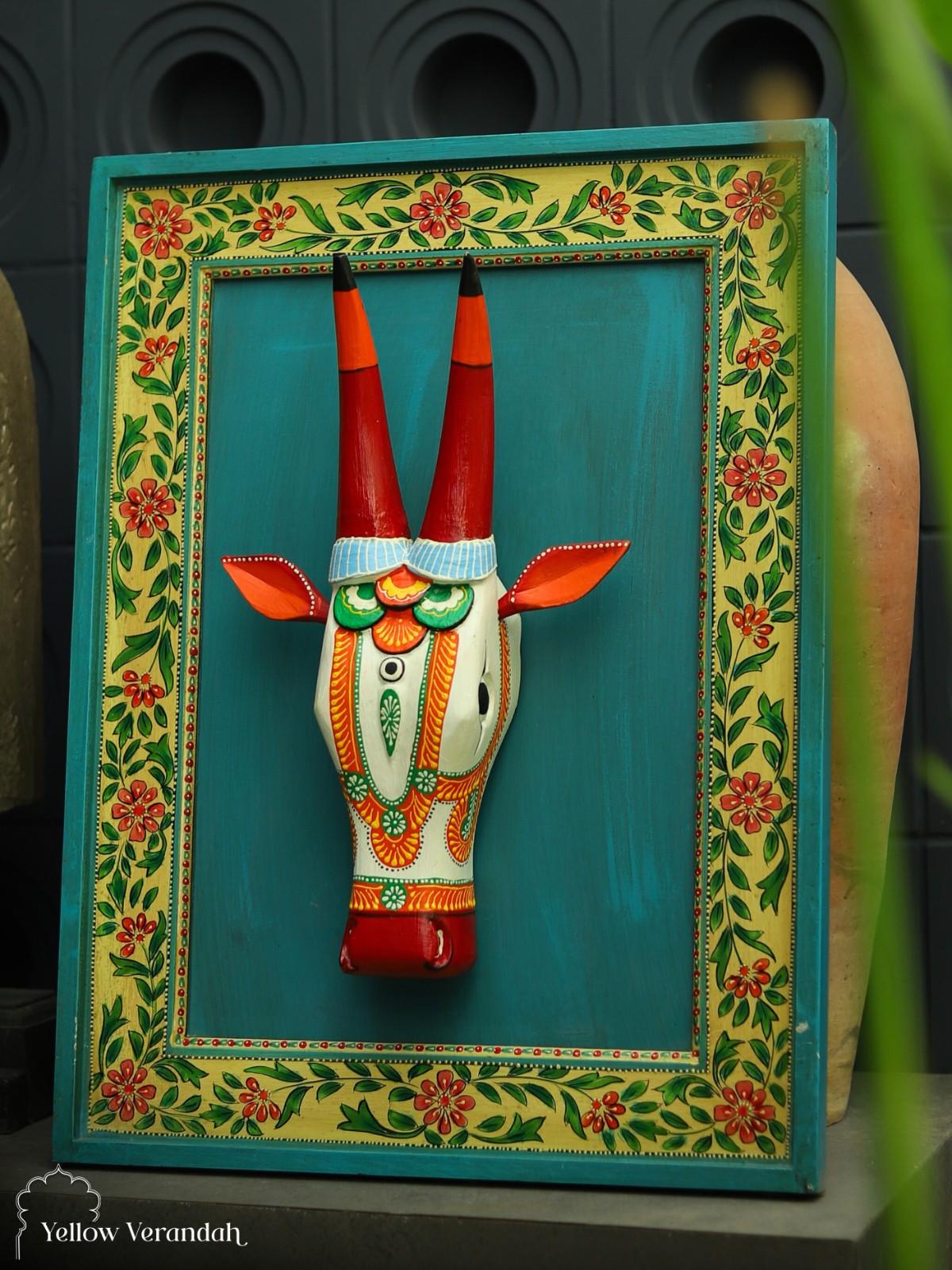 Wooden Wall Frame with Nandi Head