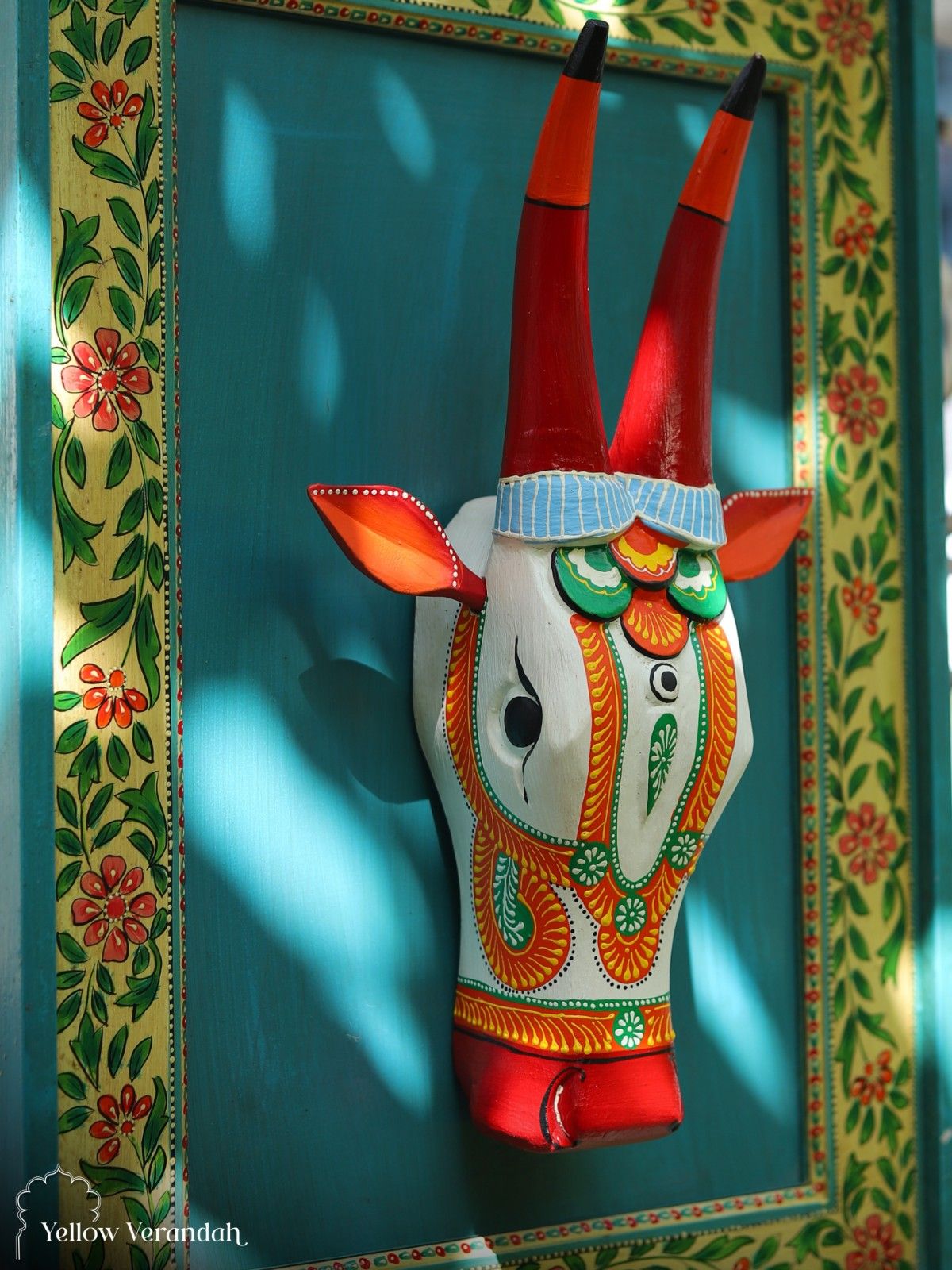 Wooden Wall Frame with Nandi Head