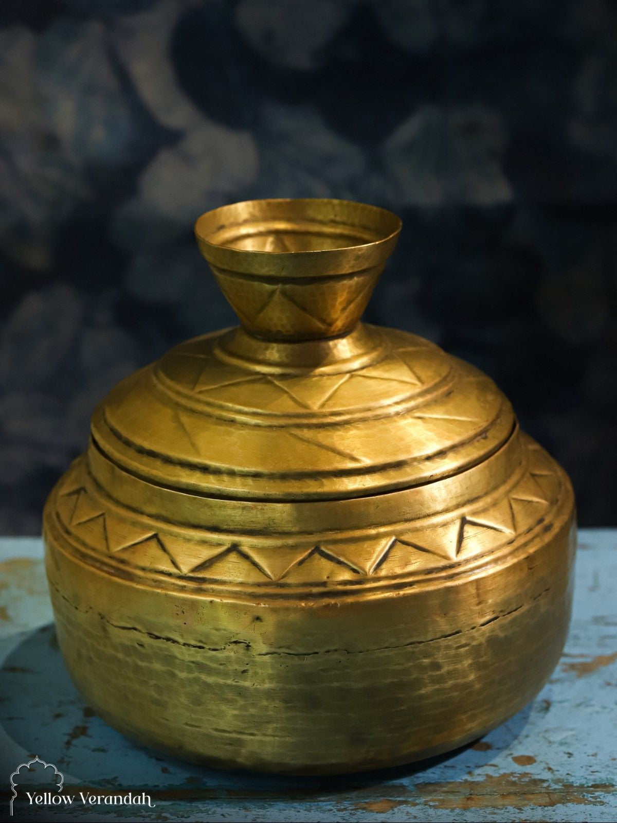 Vintage Brass Grain Pot with Lid