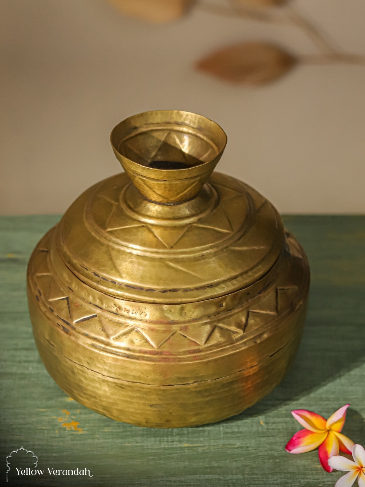 Vintage Brass Grain Pot with Lid