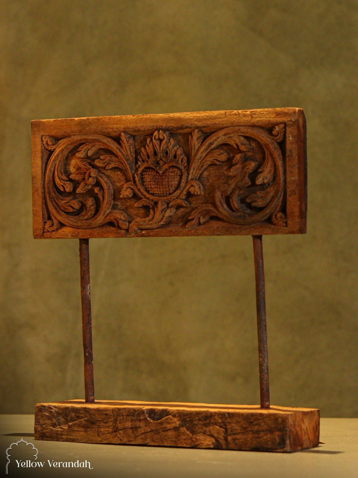 Antique Wood Carving Artefact on Stand