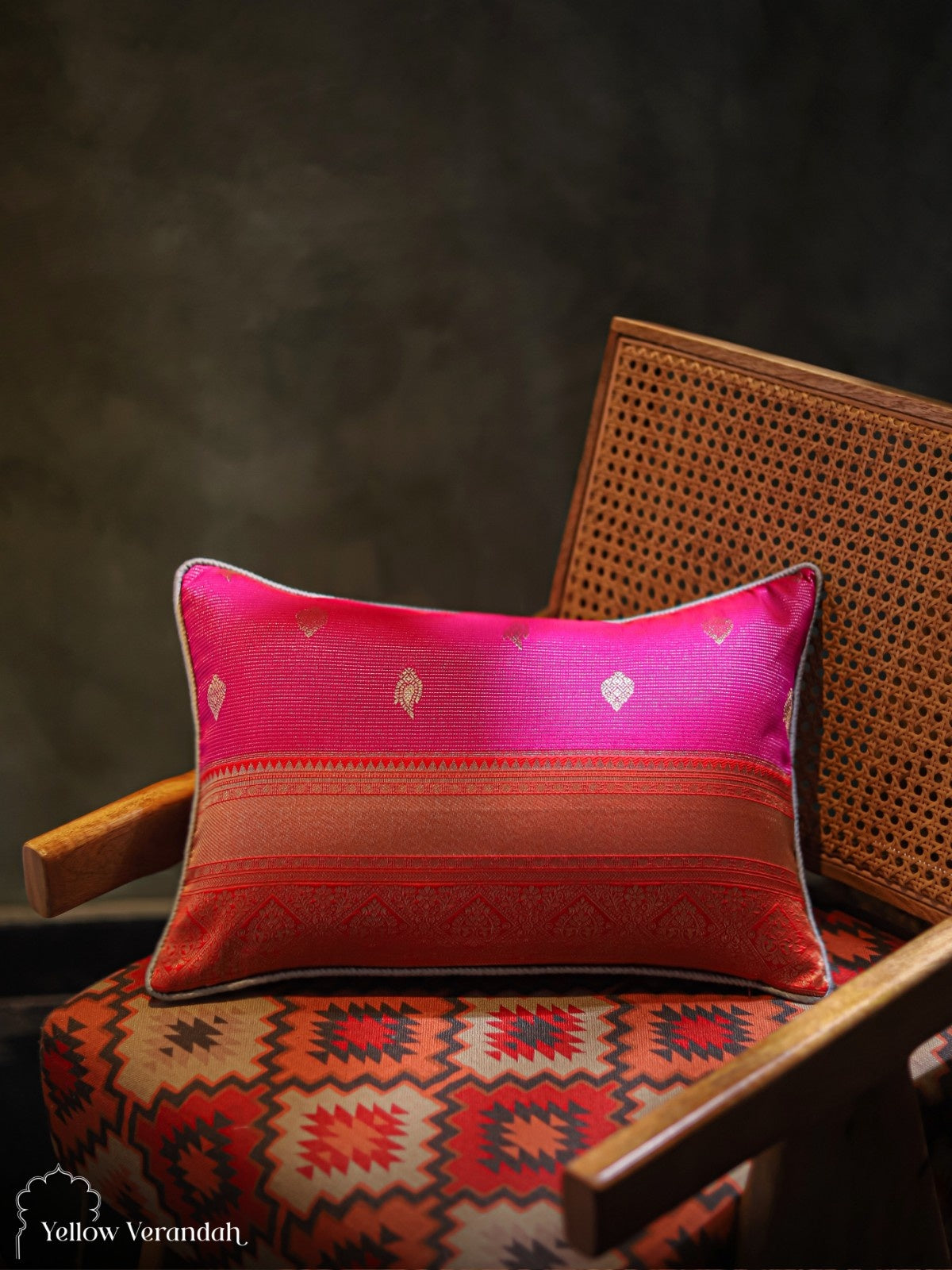 Kanchipuram Silk Cushion Cover - 18.5"x12.5"