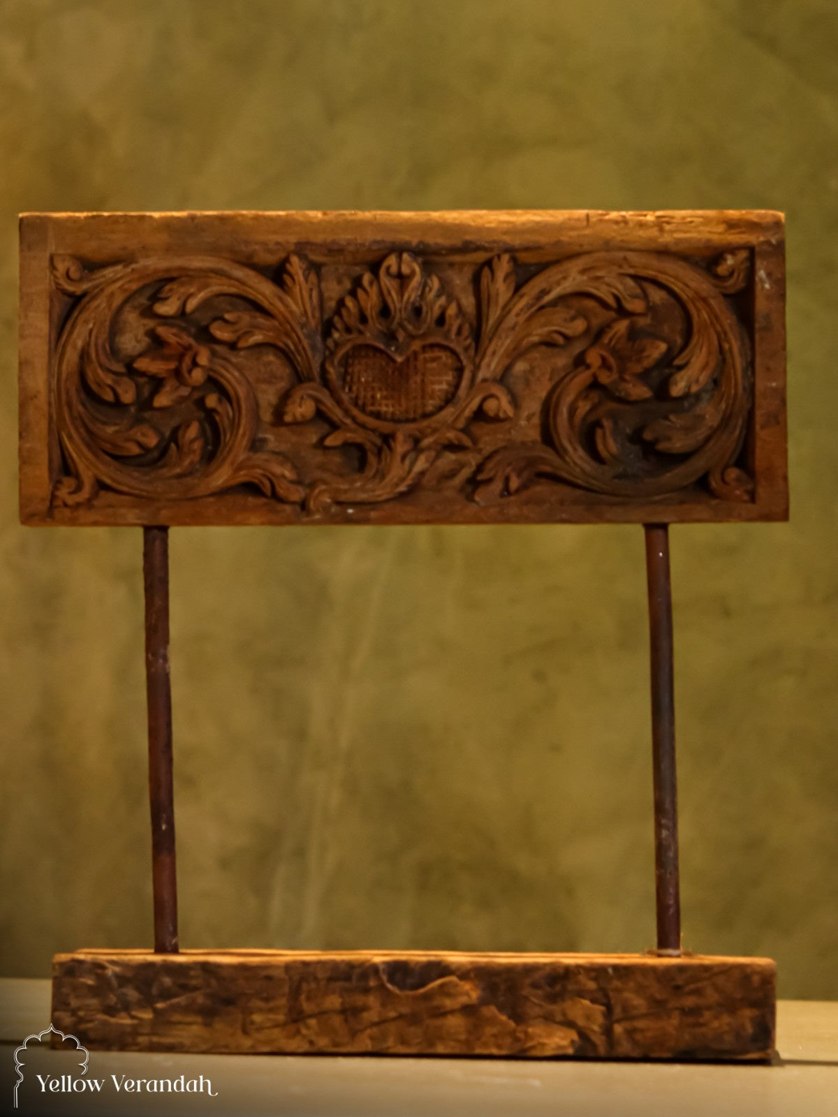 Antique Wood Carving Artefact on Stand