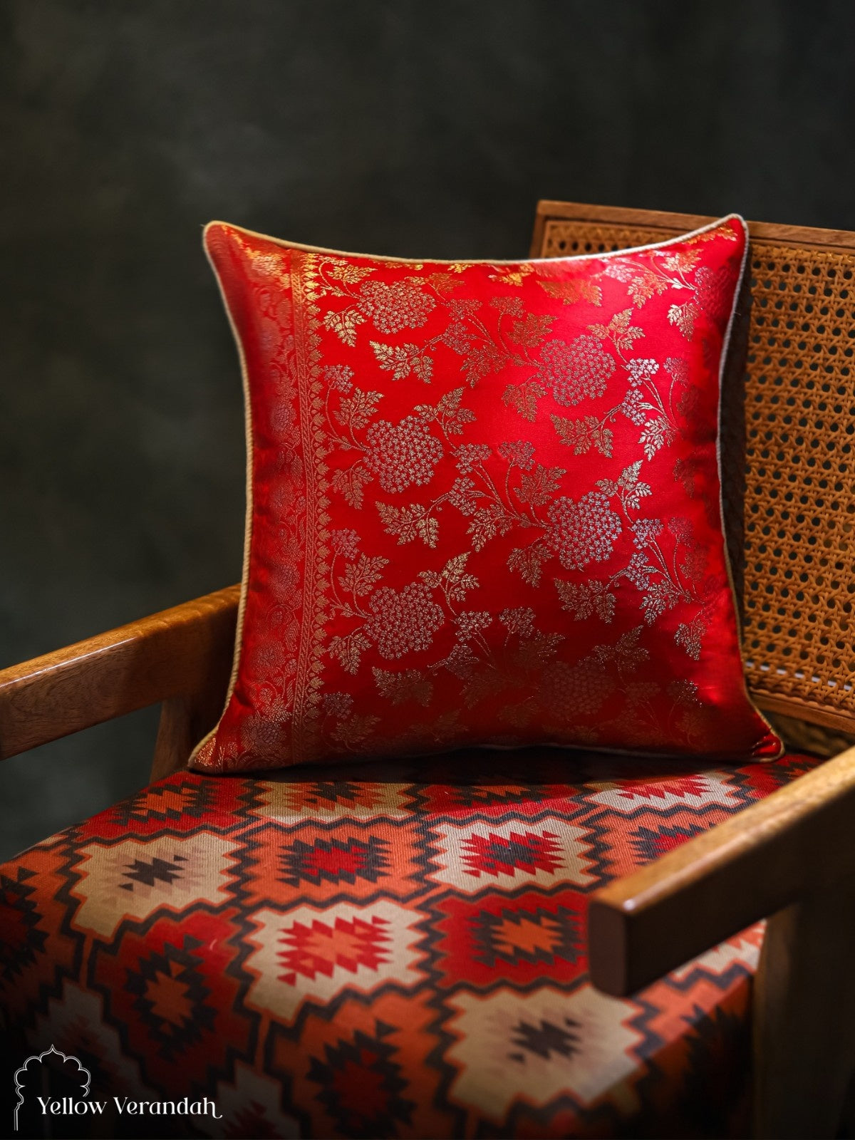 Kanchipuram Silk Cushion Cover - 16"x16"
