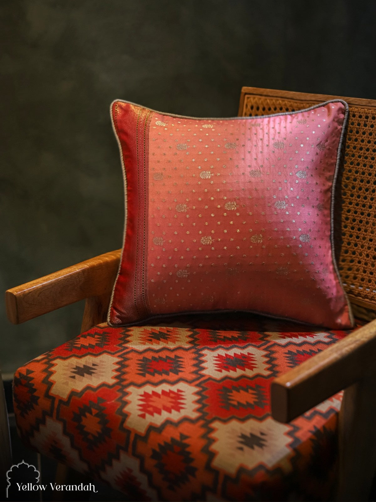Kanchipuram Silk Cushion Cover - 16"x16"