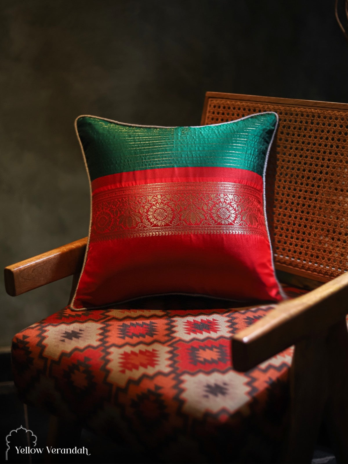 Kanchipuram Silk Cushion Cover - 16"x16"