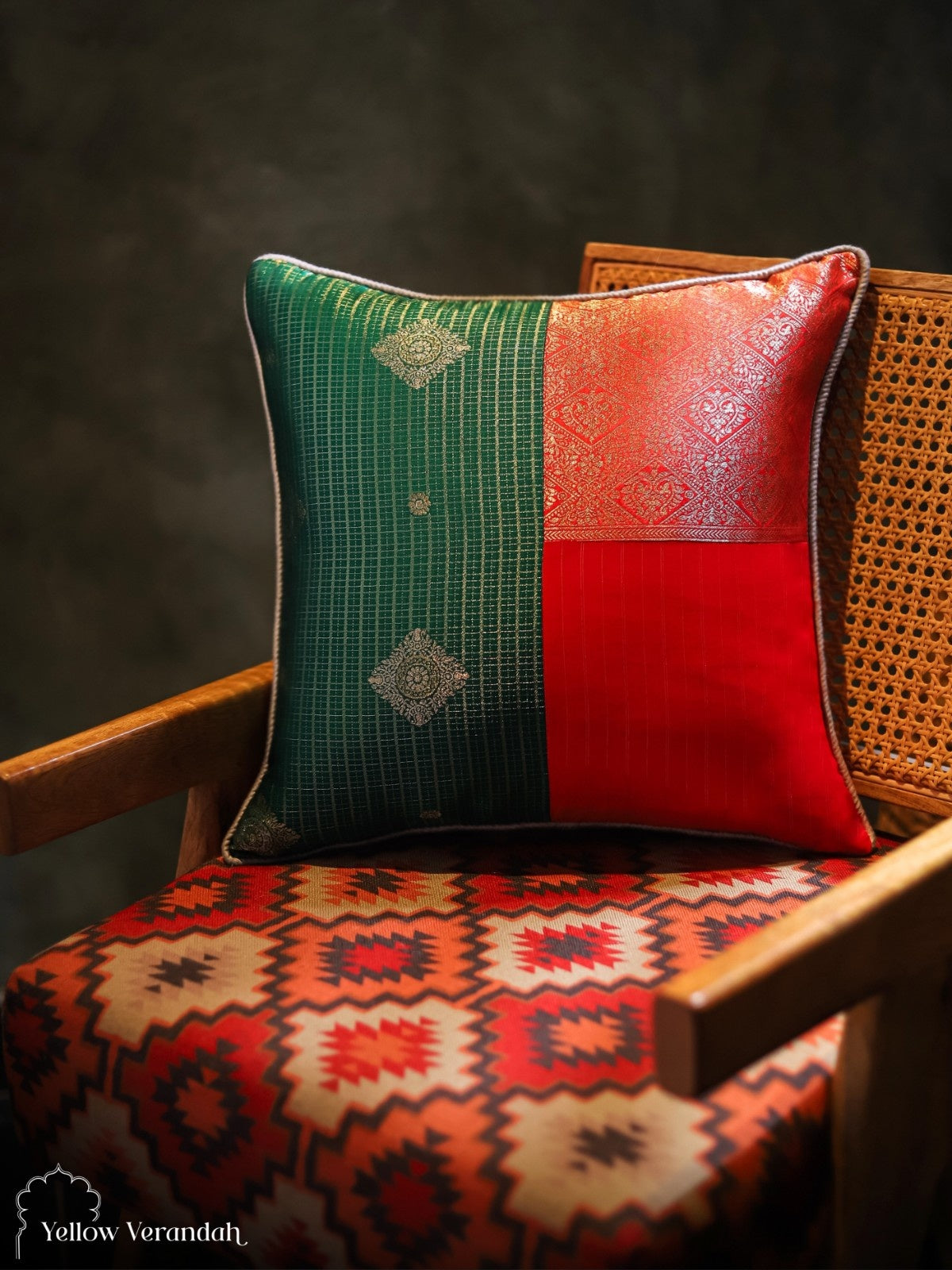 Kanchipuram Silk Cushion Cover - 16"x16"