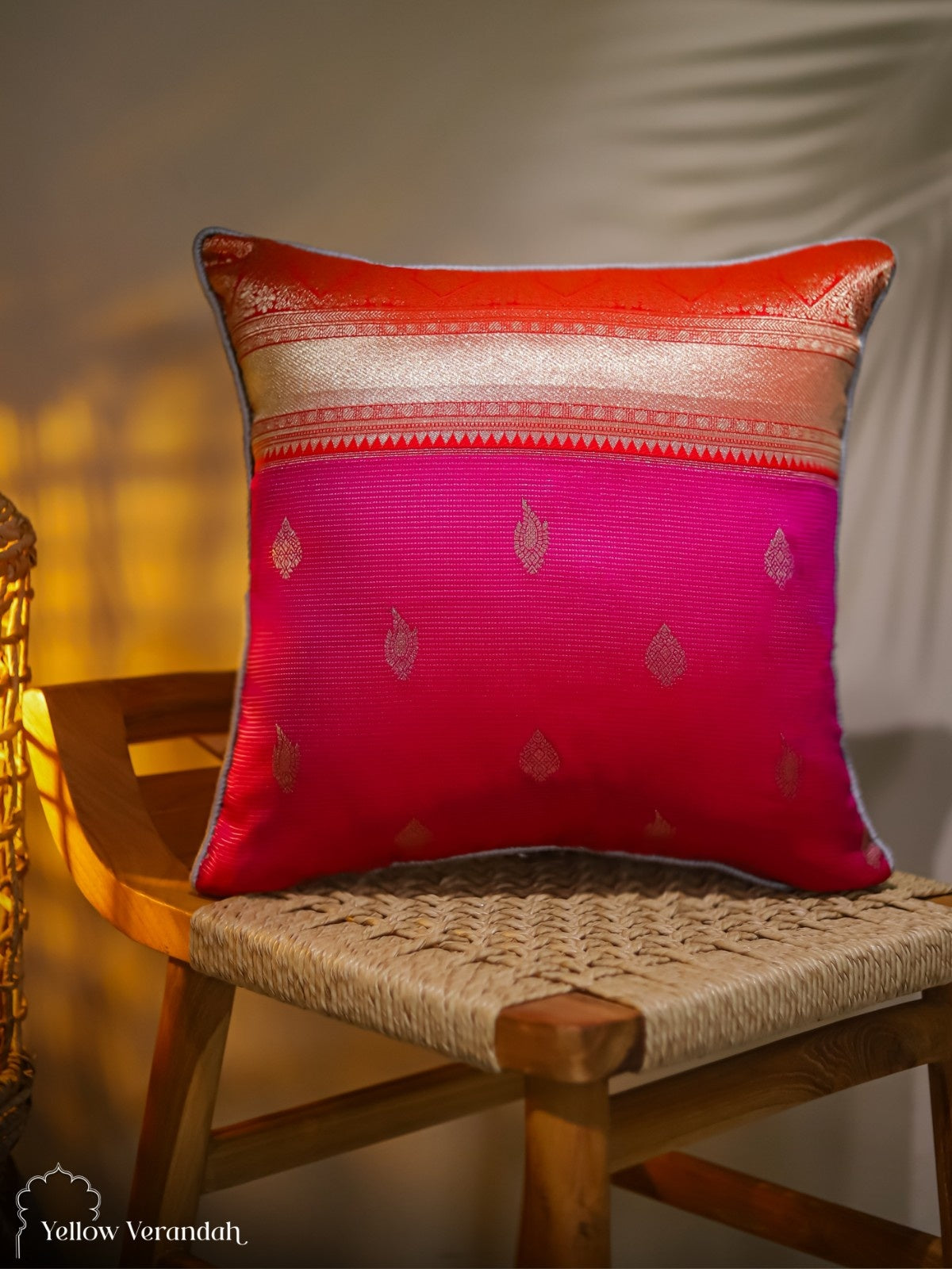 Kanchipuram Silk Cushion Cover - 16"x16"
