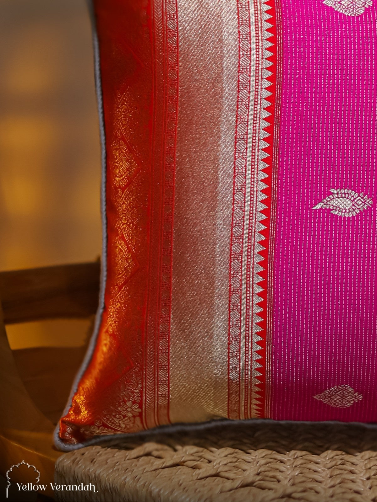 Kanchipuram Silk Cushion Cover - 16"x16"