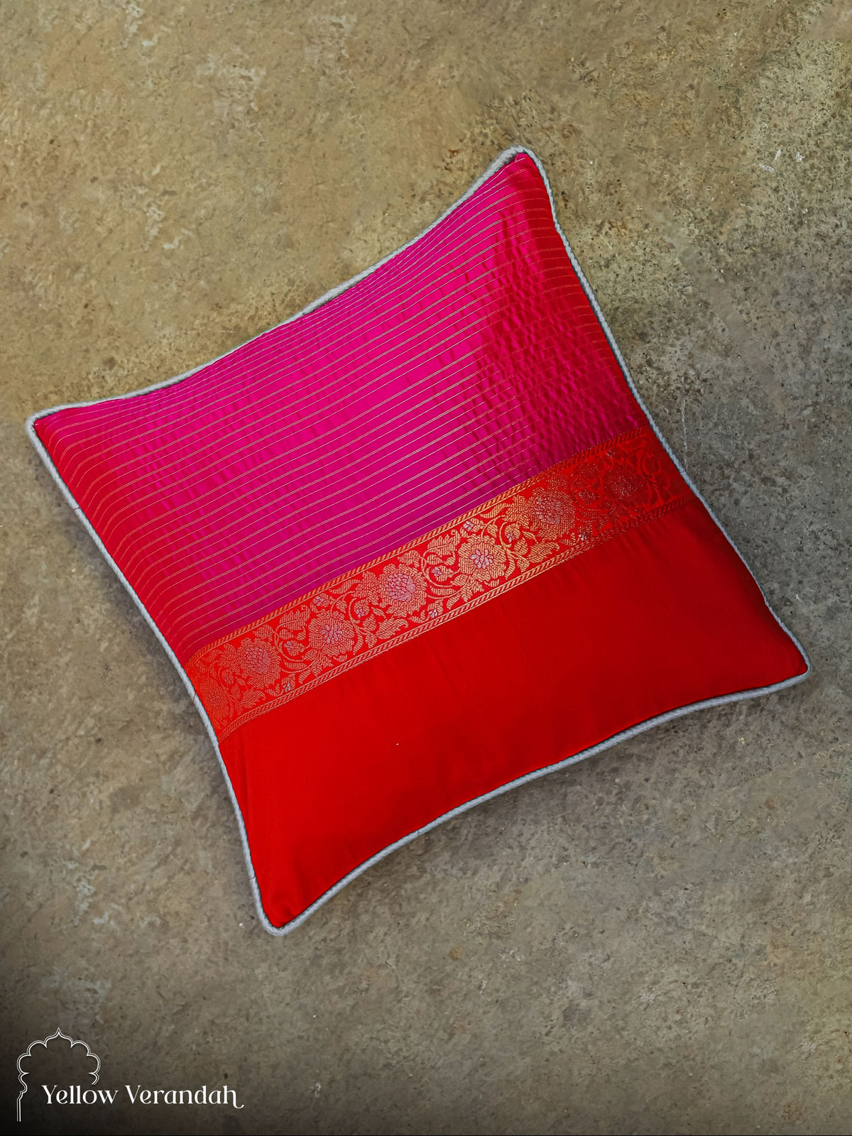 Kanchipuram Silk Cushion Cover - 16"x16"