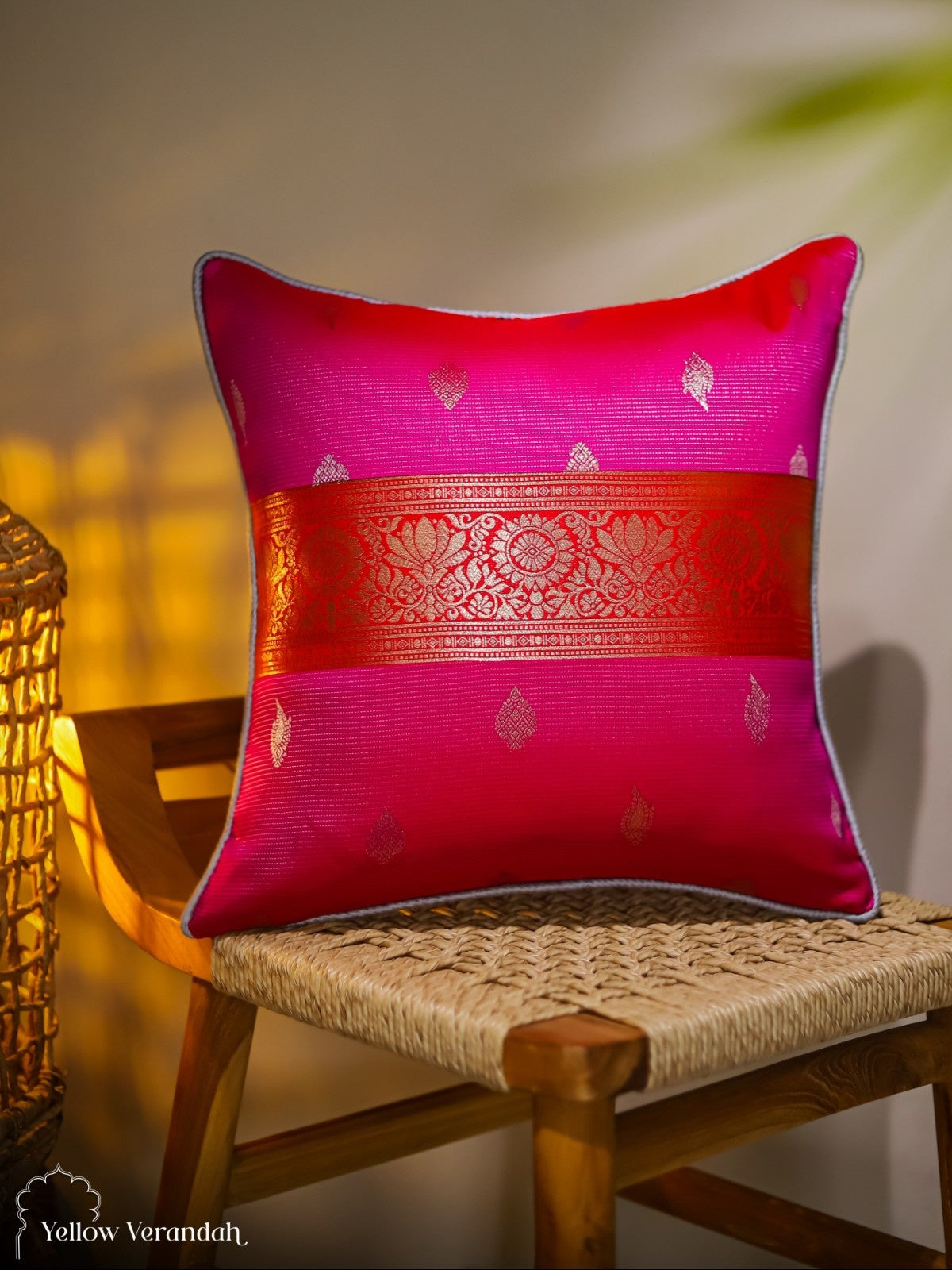 Kanchipuram Silk Cushion Cover - 16"x16"
