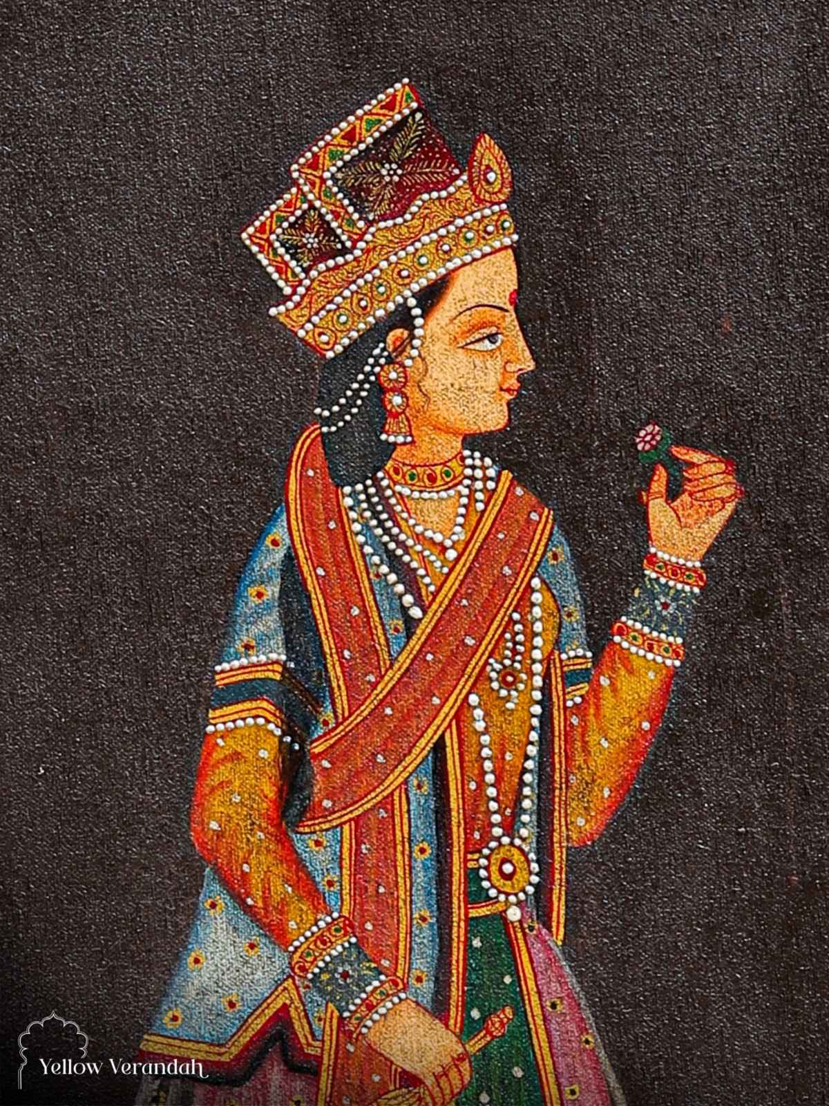 Vintage Painting - Indian Queen Portrait