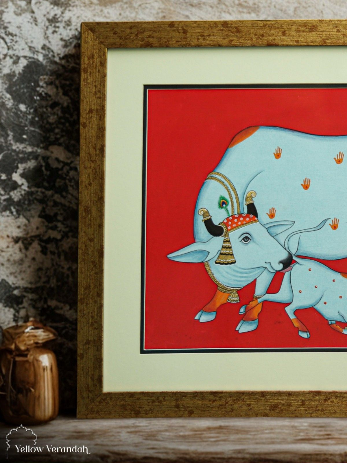 Pichwai Cow Original Painting - Framed