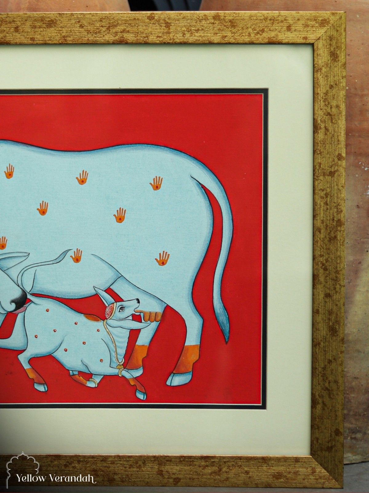 Pichwai Cow Original Painting - Framed