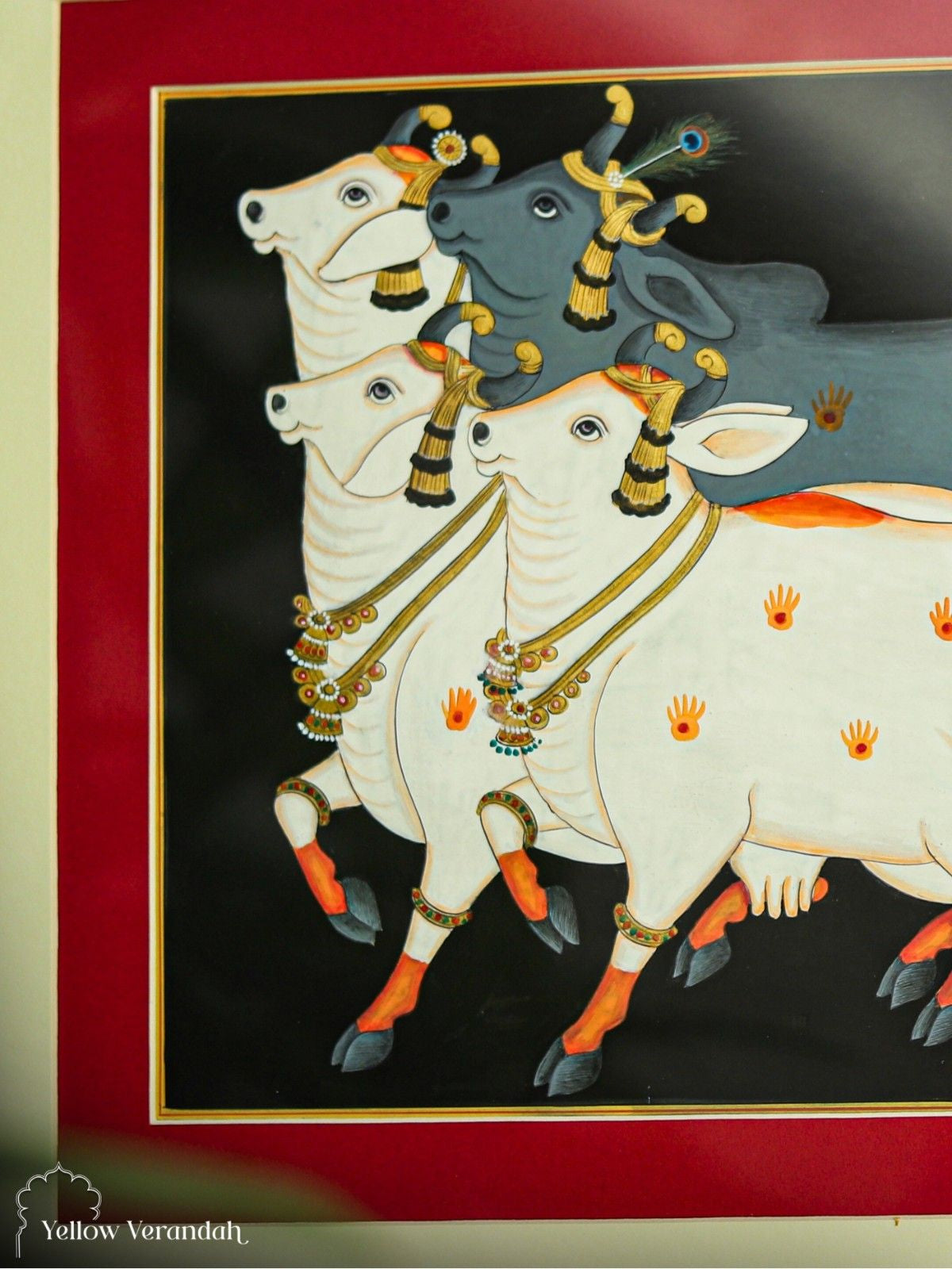 Pichwai Cow Original Painting - Framed