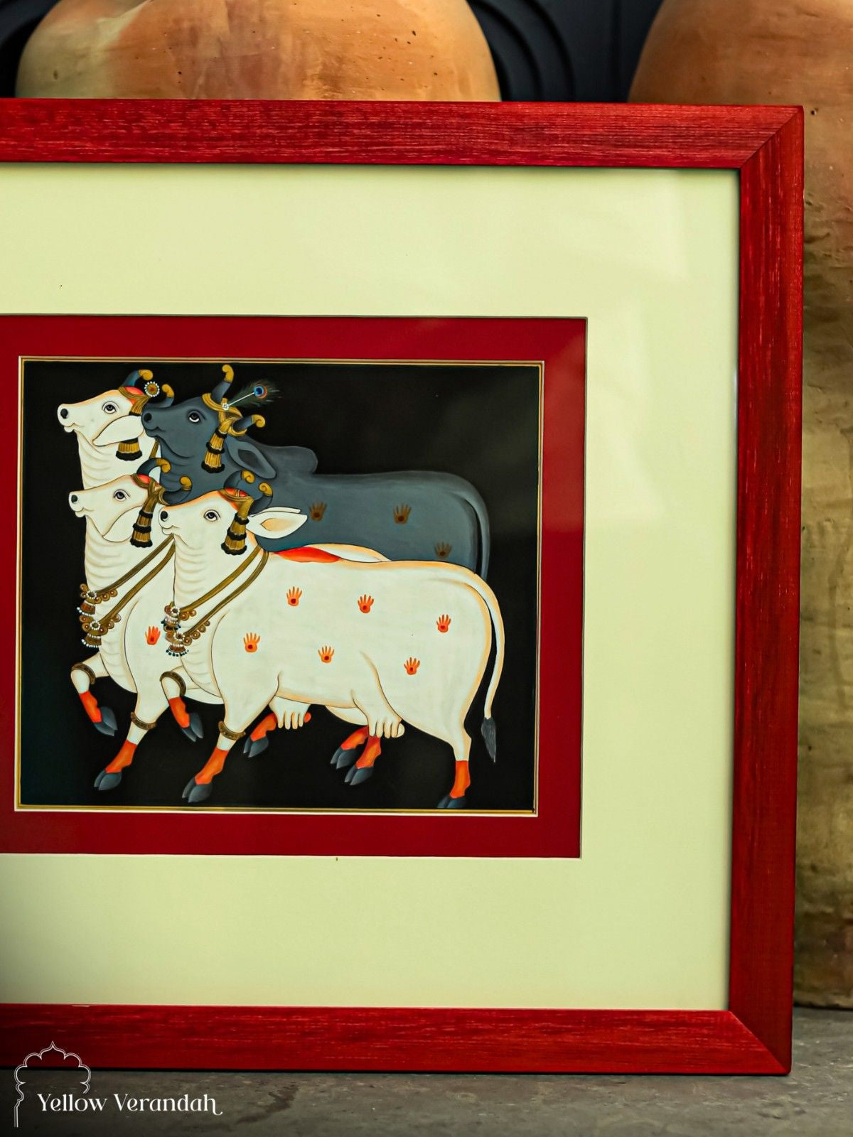Pichwai Cow Original Painting - Framed