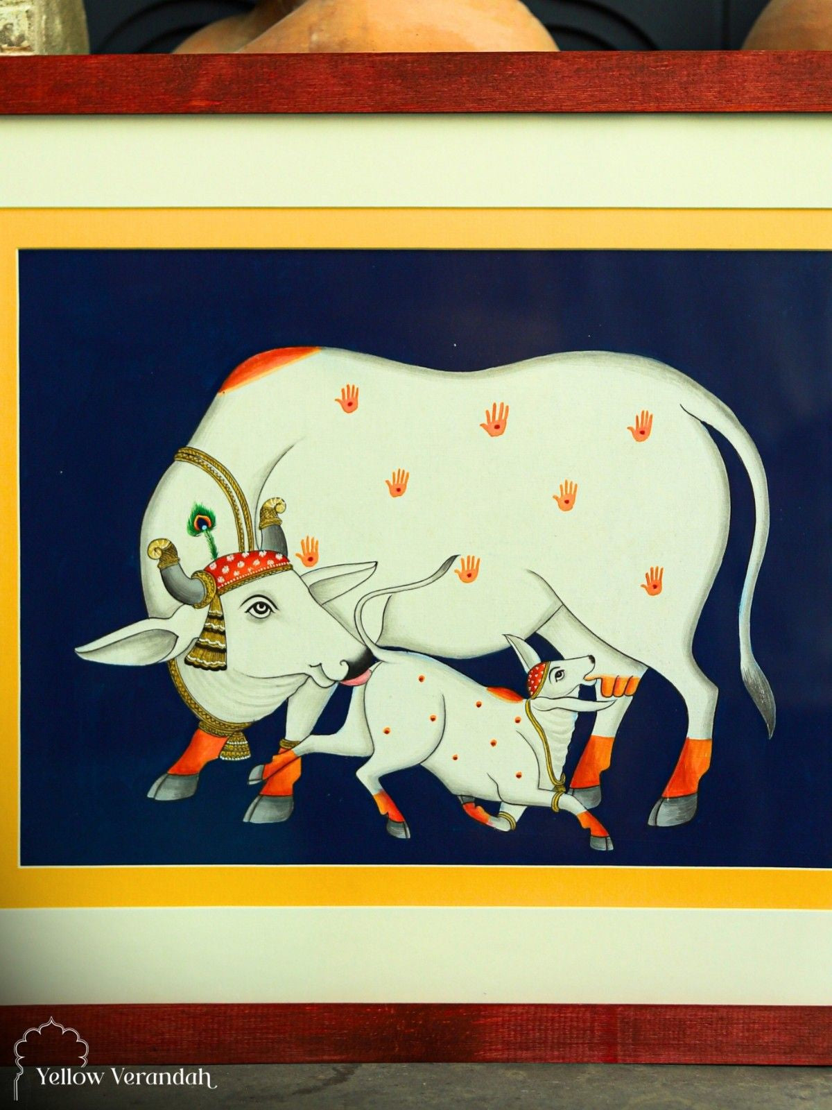 Pichwai Cow Original Painting - Framed