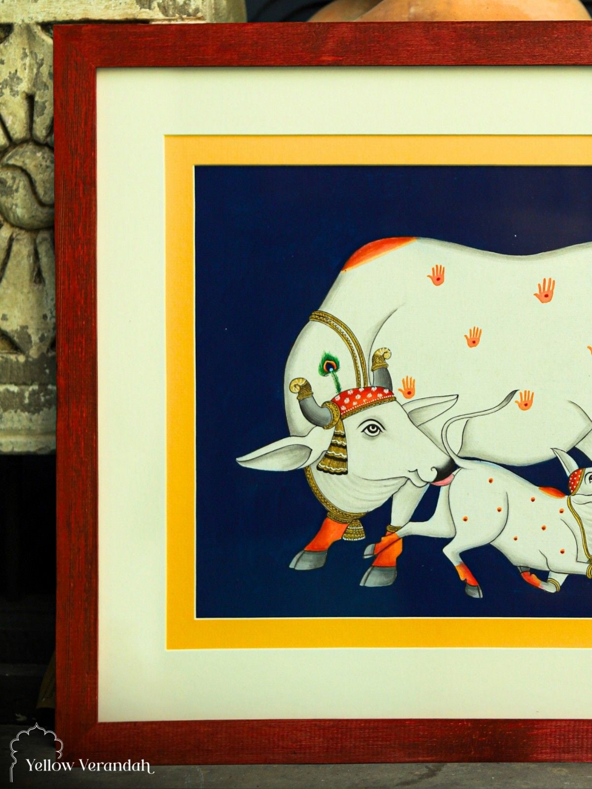 Pichwai Cow Original Painting - Framed