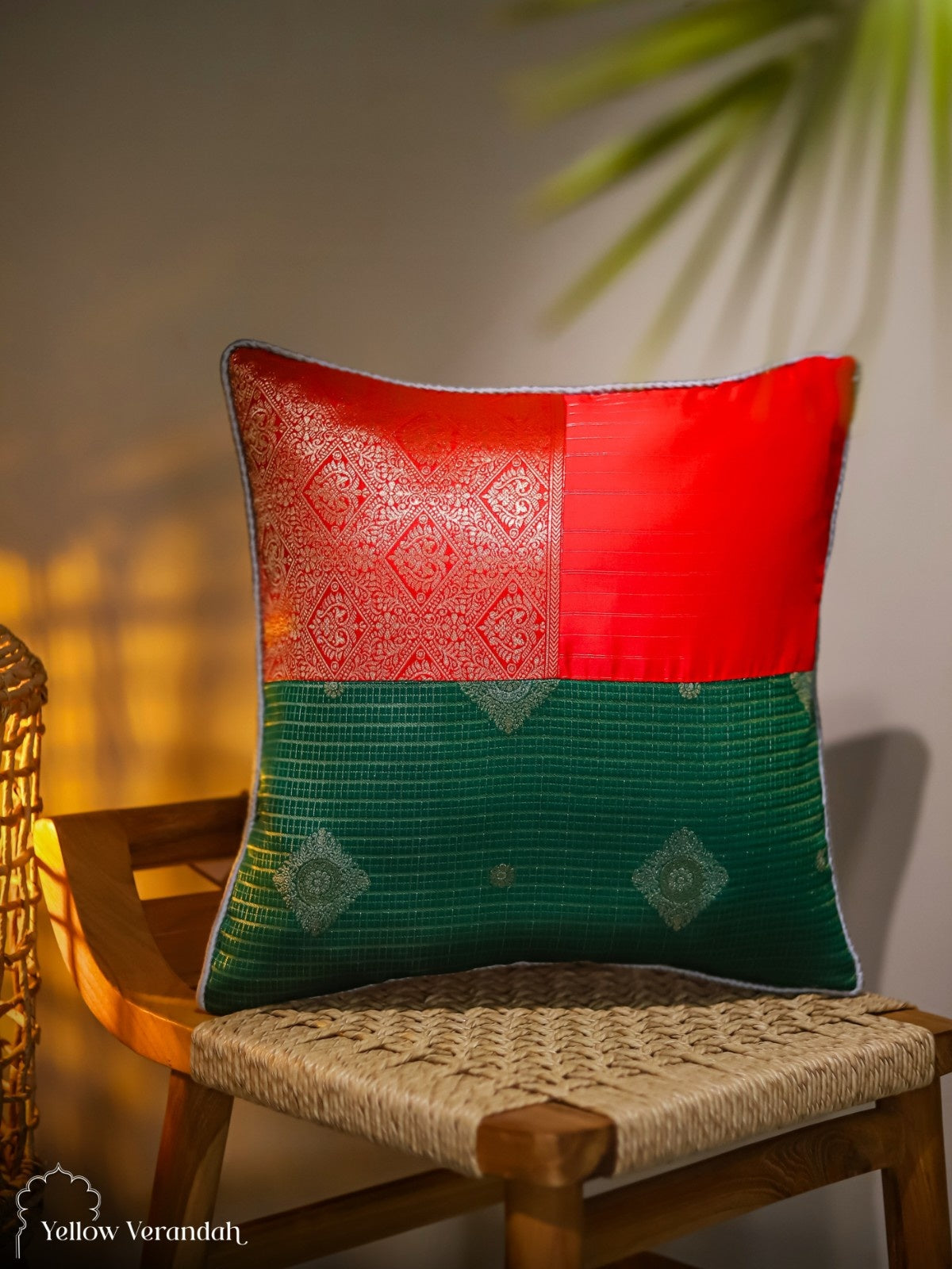 Kanchipuram Silk Cushion Cover - 16"x16"