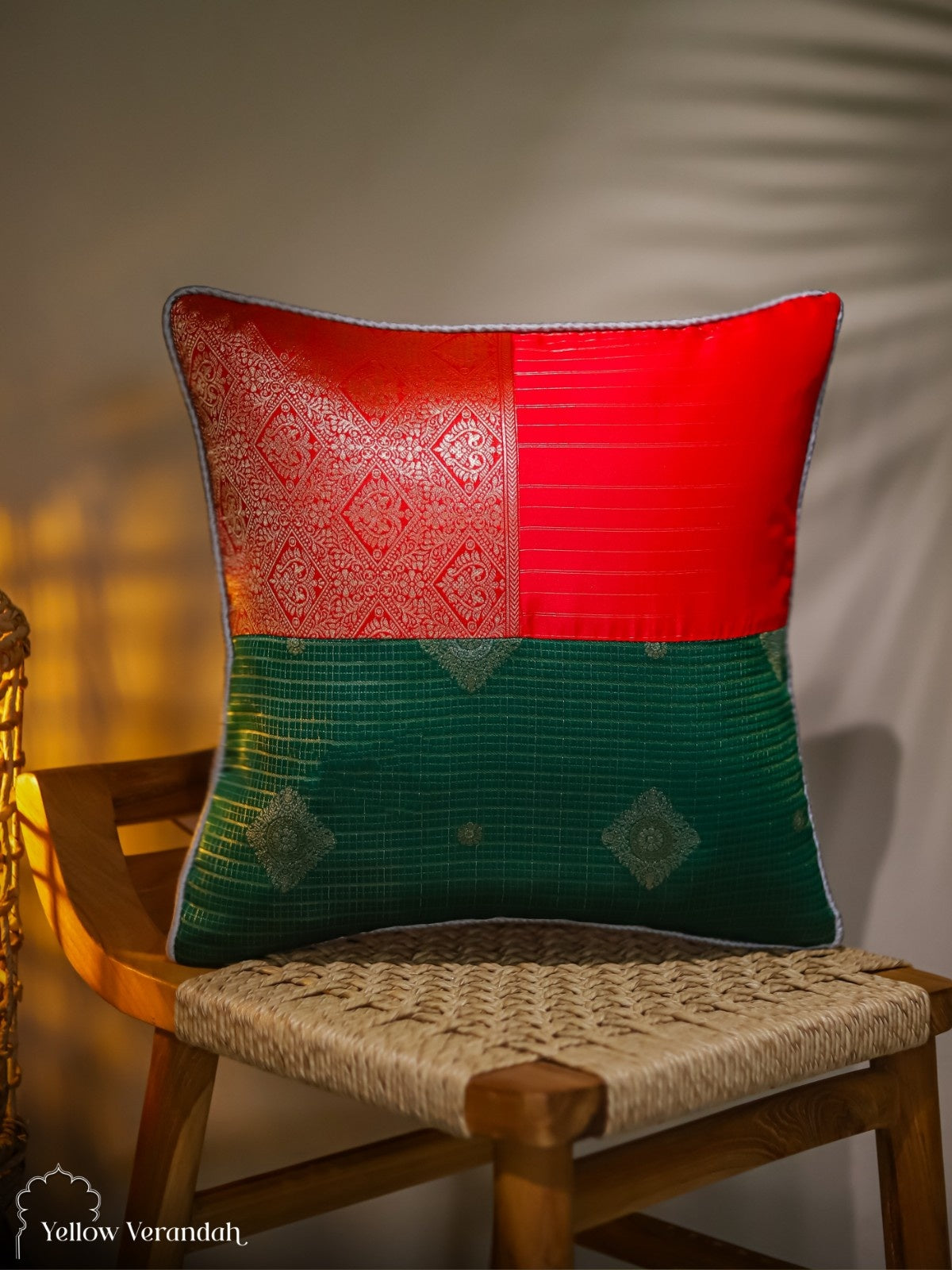 Kanchipuram Silk Cushion Cover - 16"x16"